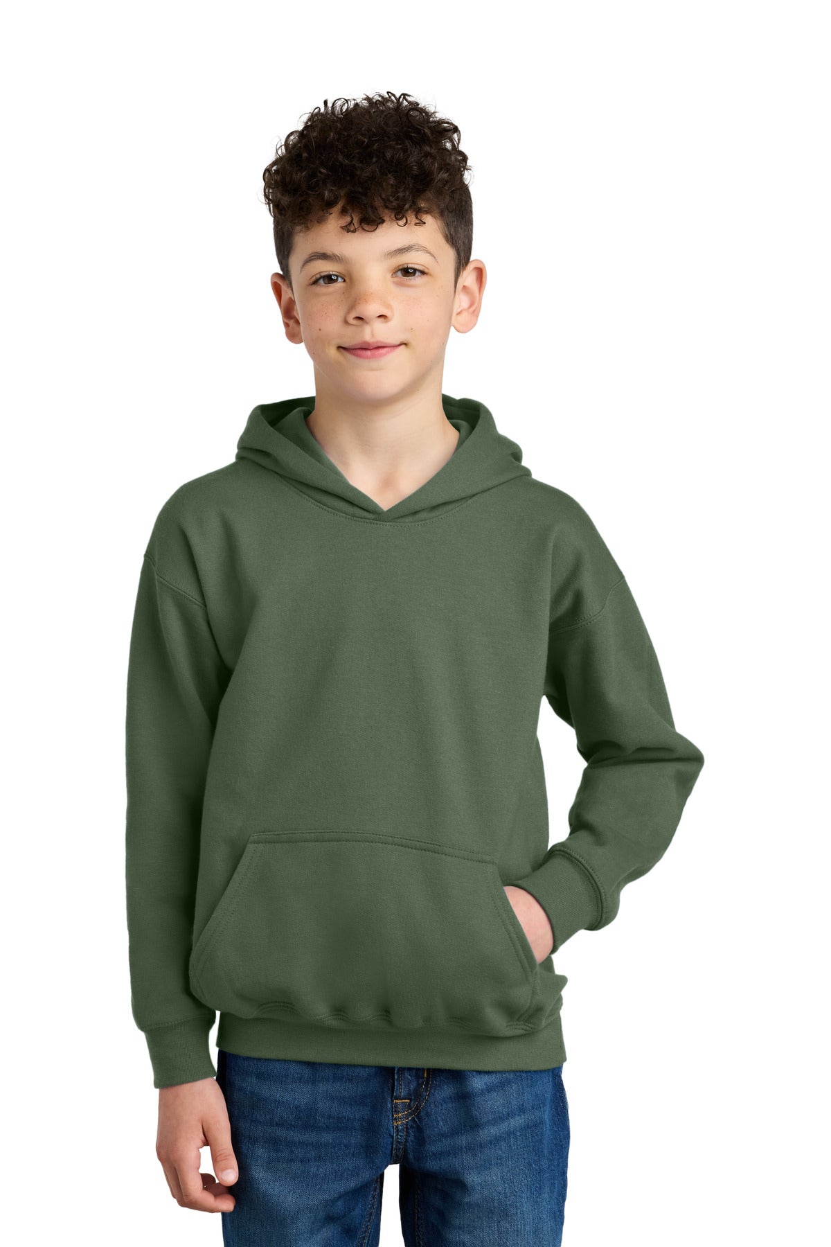 Gildan Youth Softstyle Midweight Fleece Hoodie SF500B in Military Green