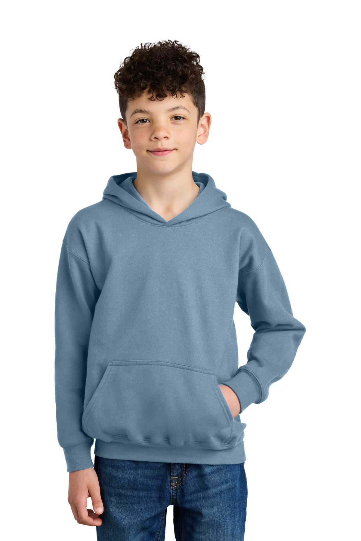 Gildan Youth Softstyle Midweight Fleece Hoodie SF500B in Stone Blue