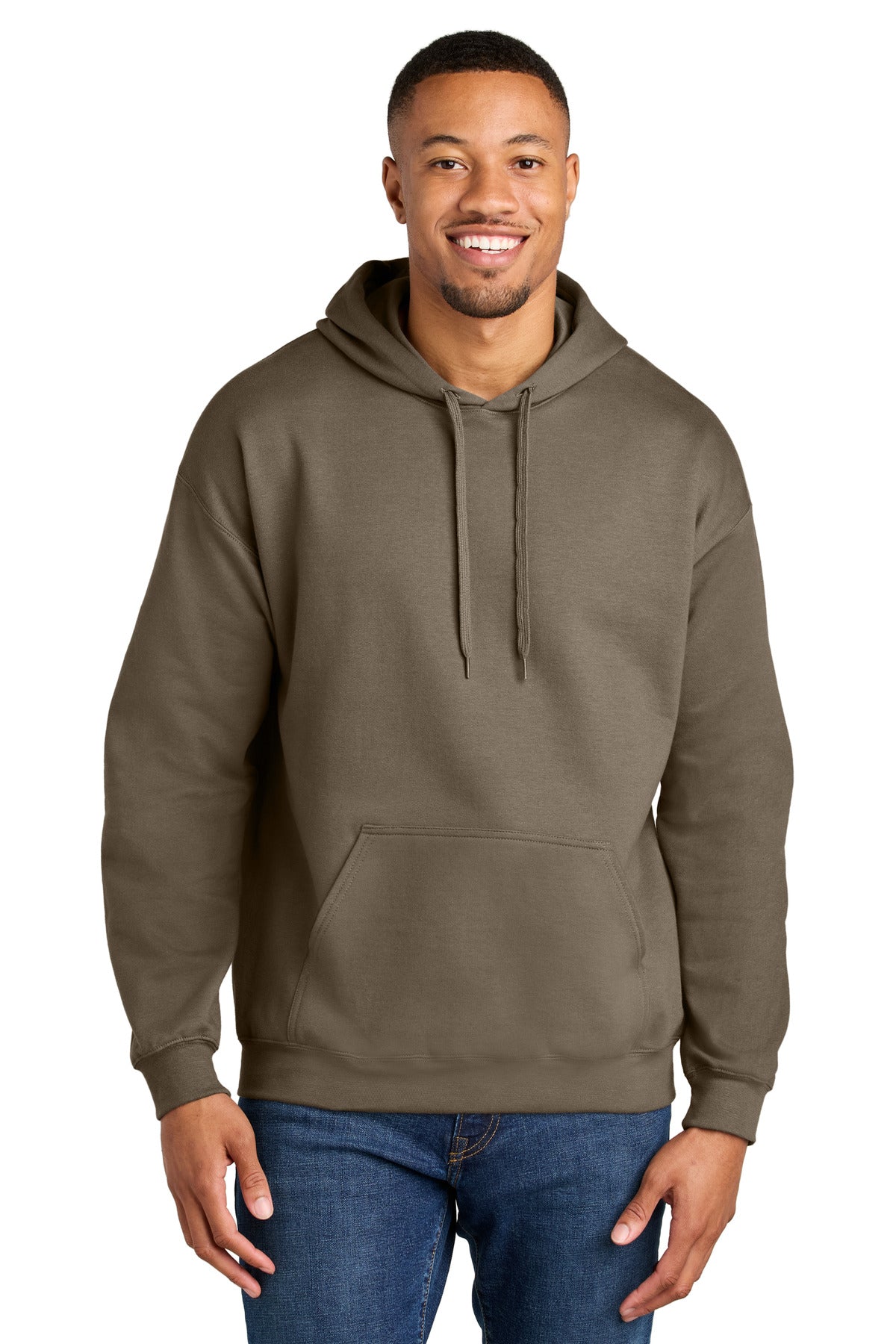 Gildan Softstyle Midweight Pullover Hooded Sweatshirt SF500 in Brown Savana