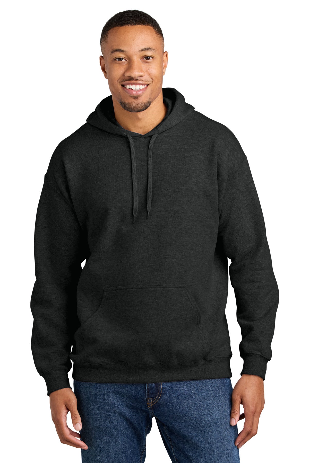 Gildan Softstyle Midweight Pullover Hooded Sweatshirt SF500 in Heather Black