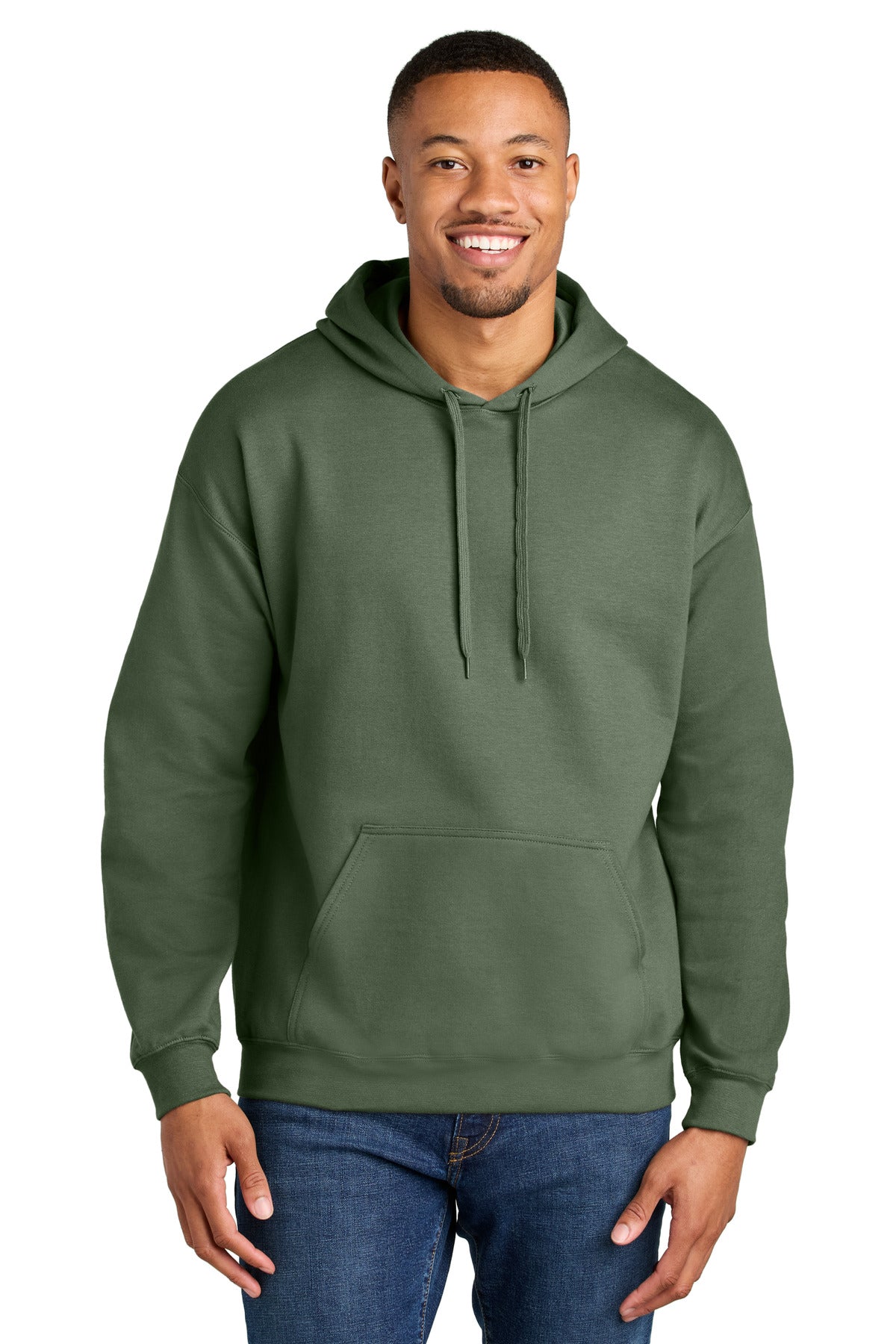Gildan Softstyle Midweight Pullover Hooded Sweatshirt SF500 in Military Green