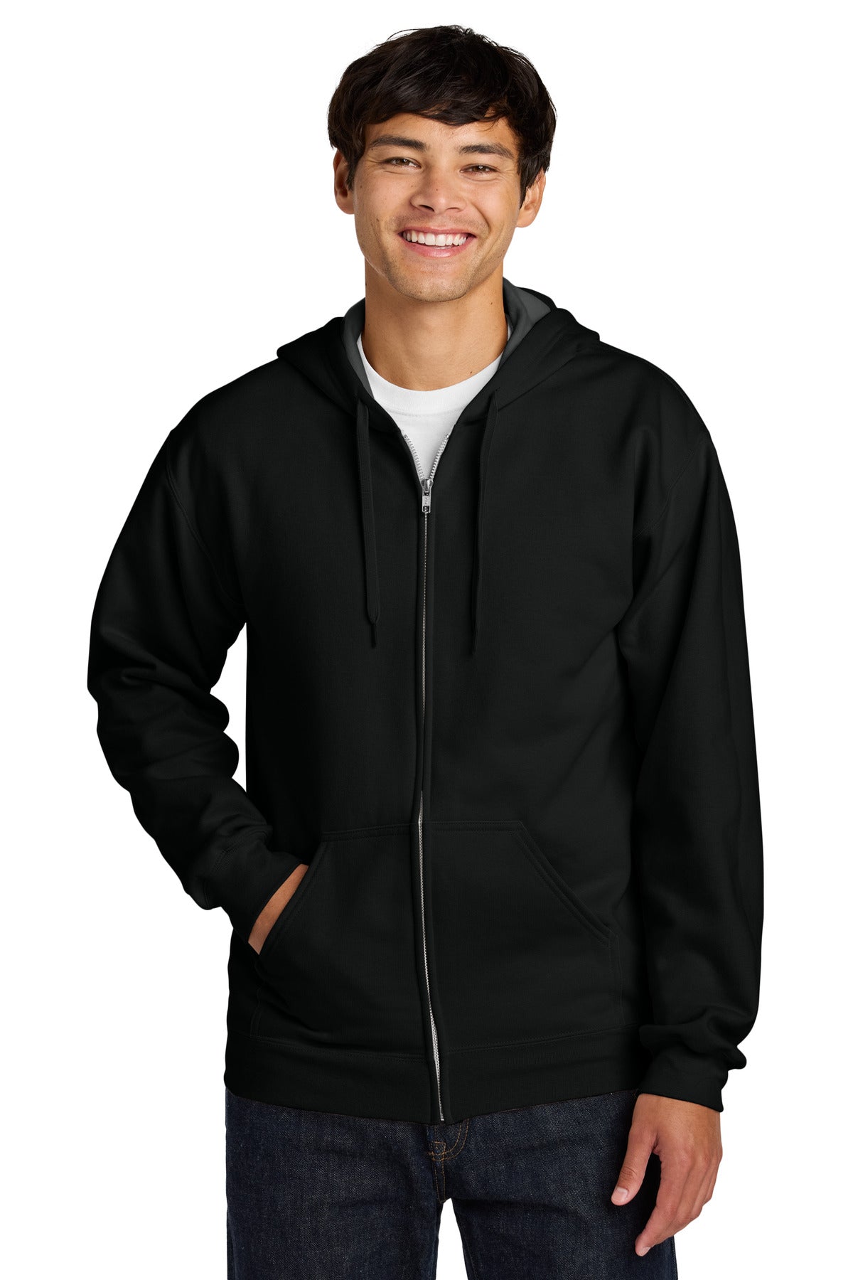 Gildan Softstyle Midweight Fleece Full-Zip Hooded Sweatshirt SF600 in Black
