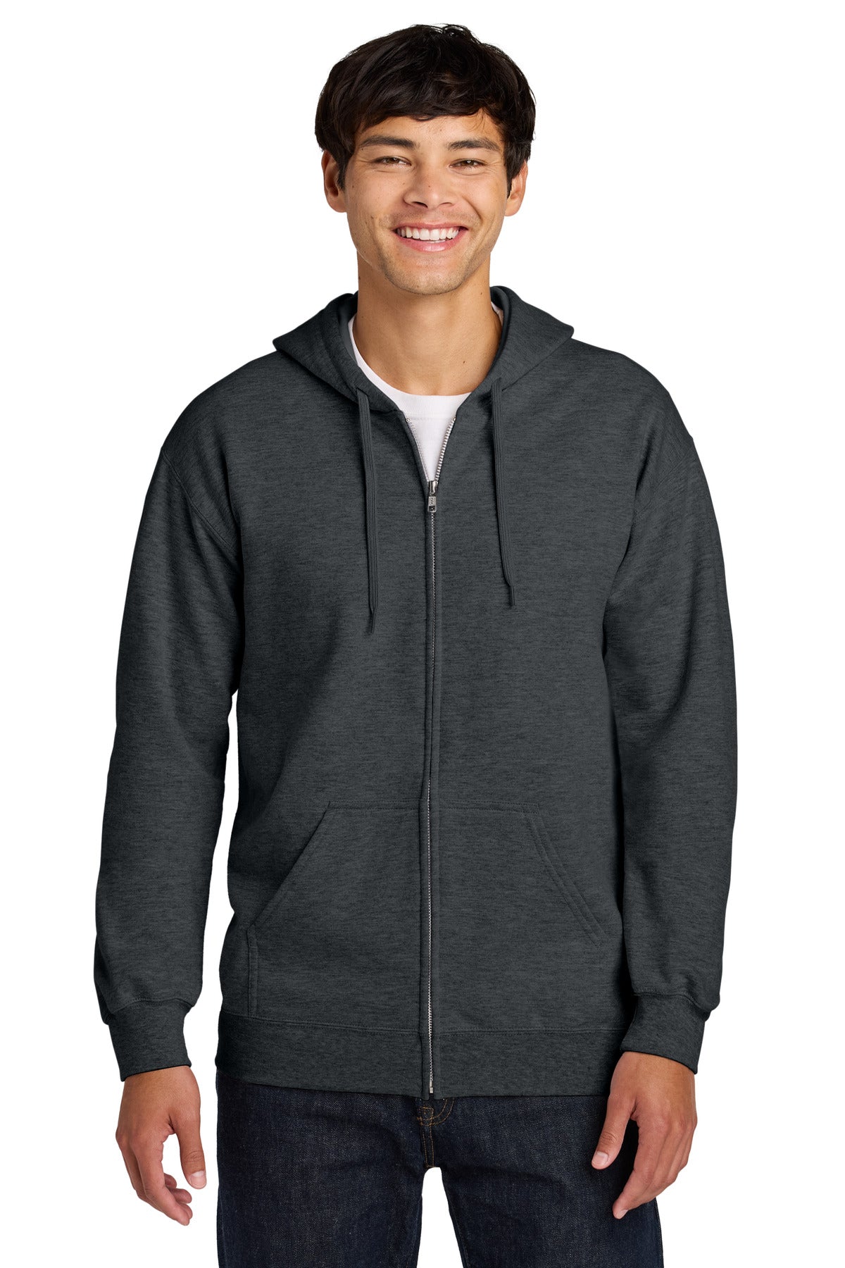 Gildan Softstyle Midweight Fleece Full-Zip Hooded Sweatshirt SF600 in Dark Heather