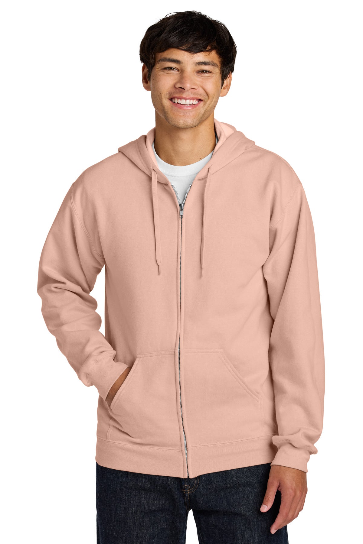 Gildan Softstyle Midweight Fleece Full-Zip Hooded Sweatshirt SF600 in Dusty Rose