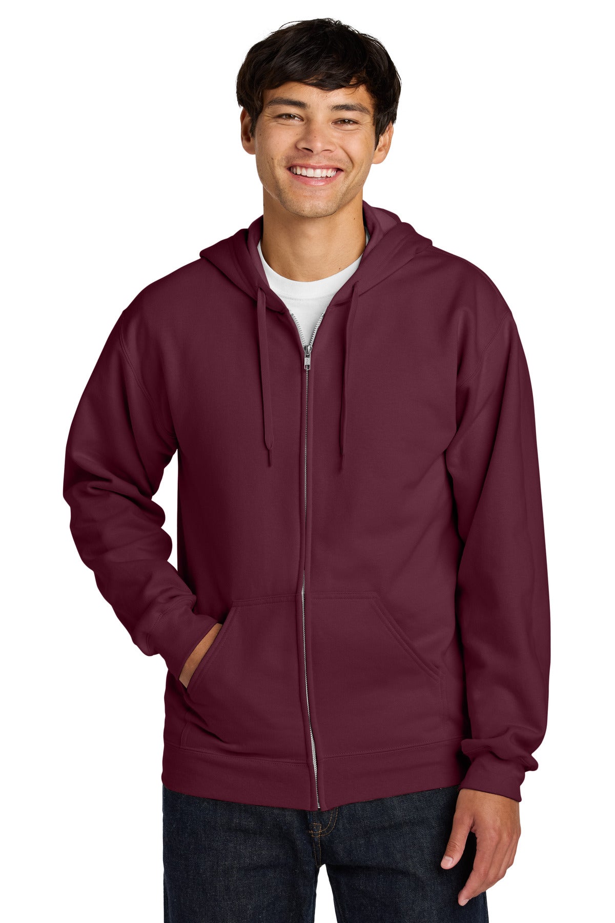 Gildan Softstyle Midweight Fleece Full-Zip Hooded Sweatshirt SF600 in Maroon