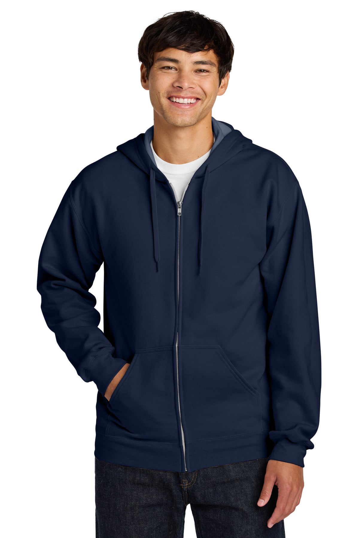 Gildan Softstyle Midweight Fleece Full-Zip Hooded Sweatshirt SF600 in Navy