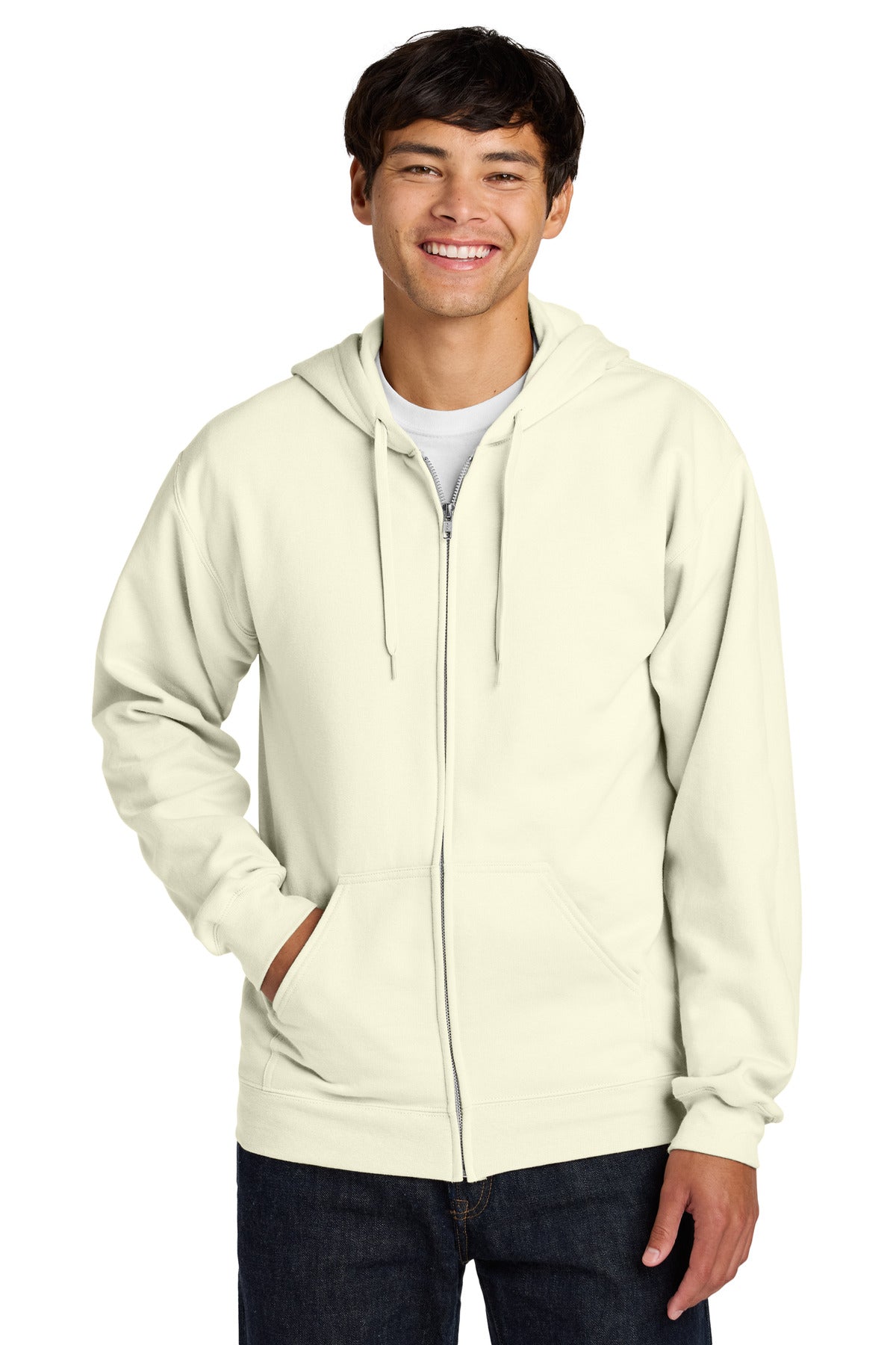 Gildan Softstyle Midweight Fleece Full-Zip Hooded Sweatshirt SF600 in Off White