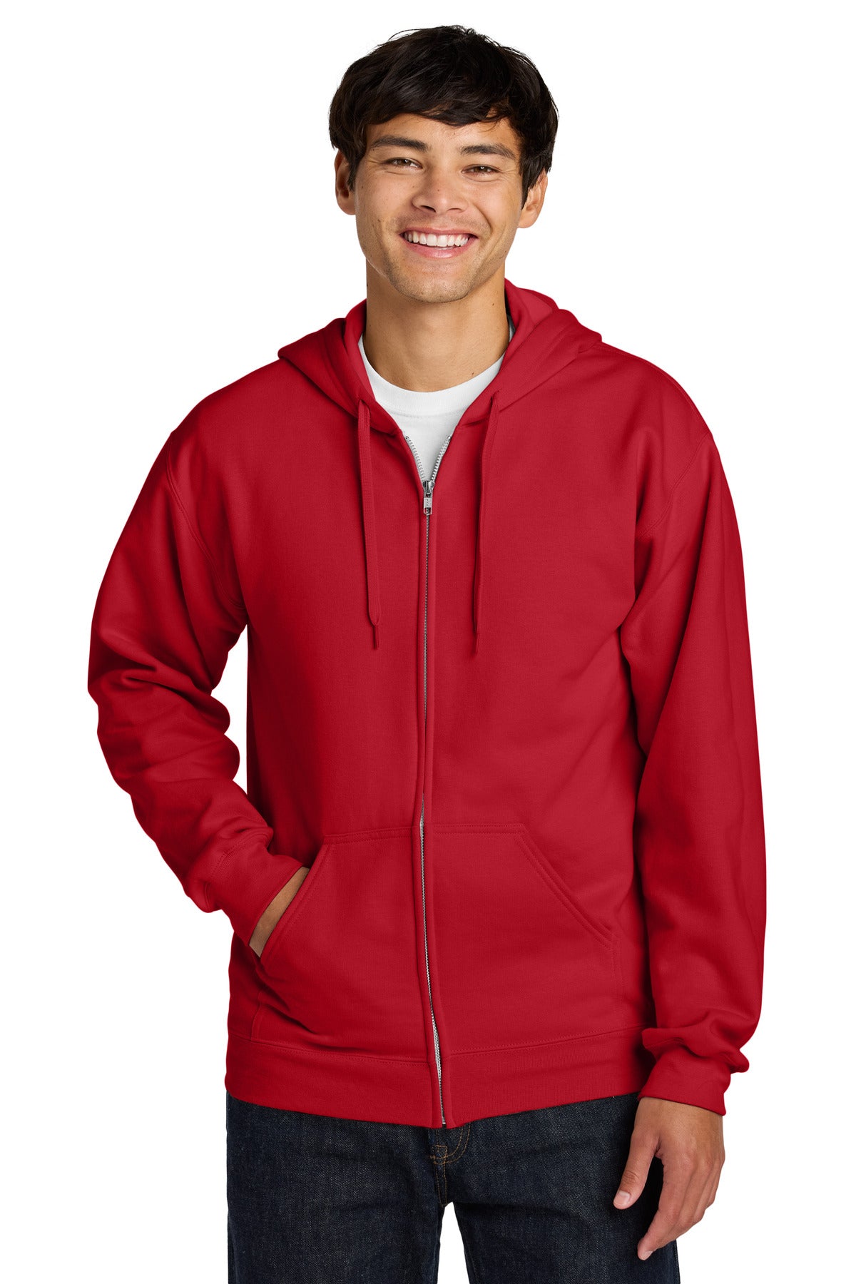 Gildan Softstyle Midweight Fleece Full-Zip Hooded Sweatshirt SF600 in Red