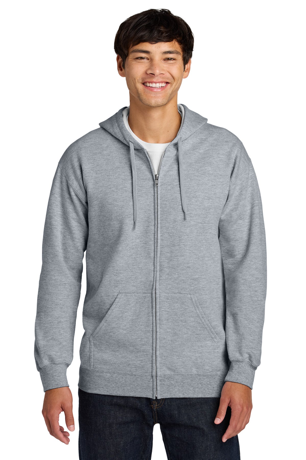Gildan Softstyle Midweight Fleece Full-Zip Hooded Sweatshirt SF600 in Ring Spun Sport Grey