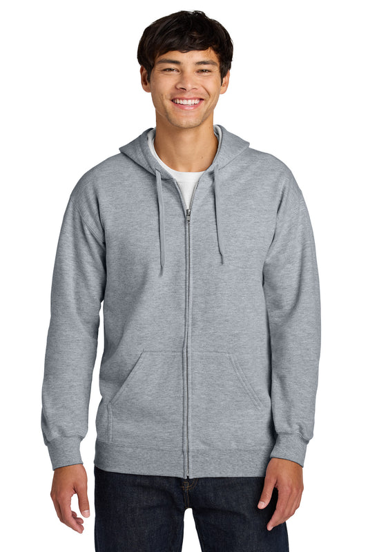 Gildan Softstyle Midweight Fleece Full-Zip Hooded Sweatshirt SF600 in Ring Spun Sport Grey