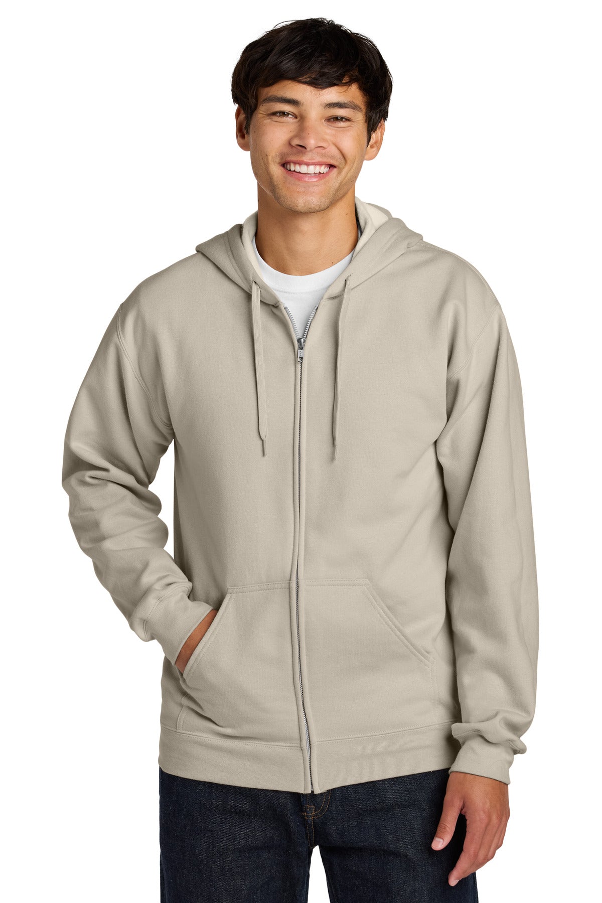 Gildan Softstyle Midweight Fleece Full-Zip Hooded Sweatshirt SF600 in Sand