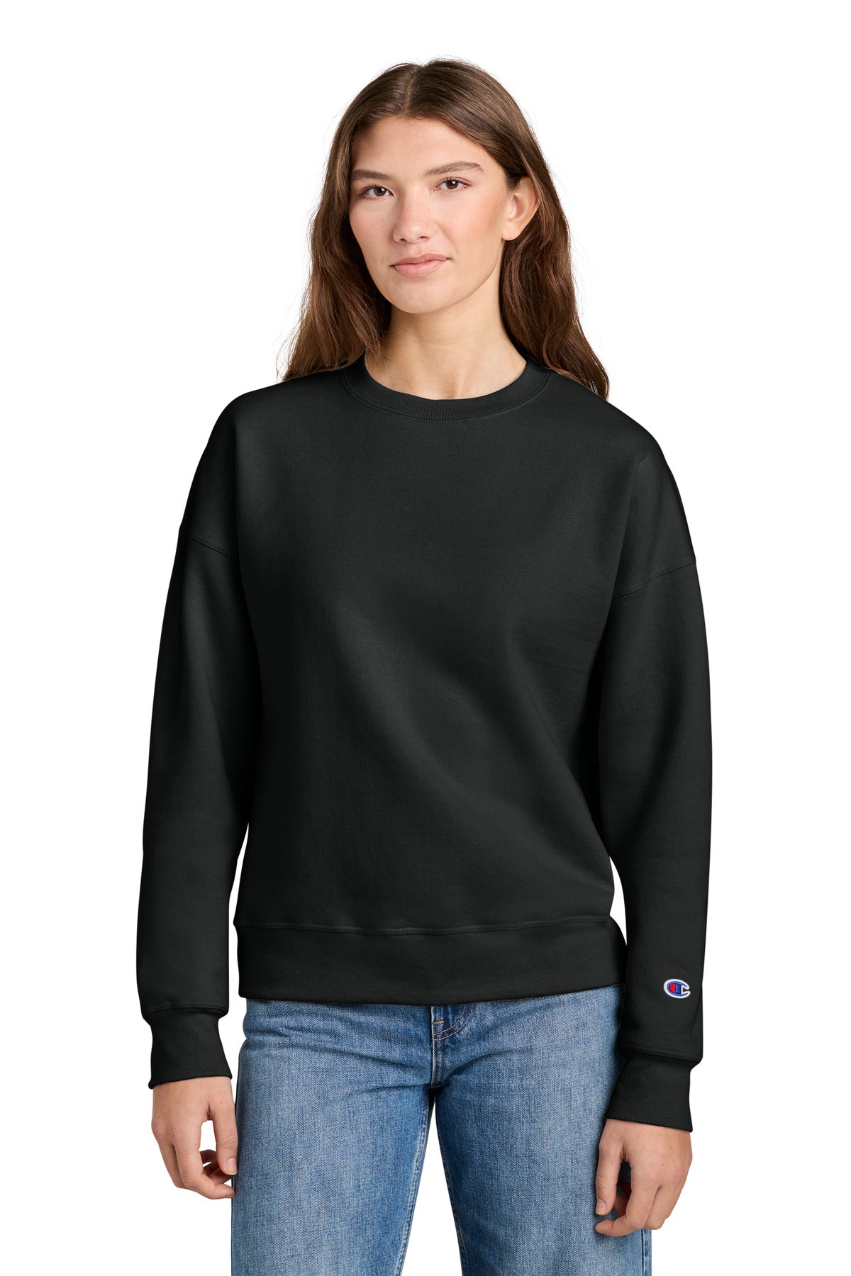 Champion Women's Powerblend Crewneck Sweatshirt SL650 in Black