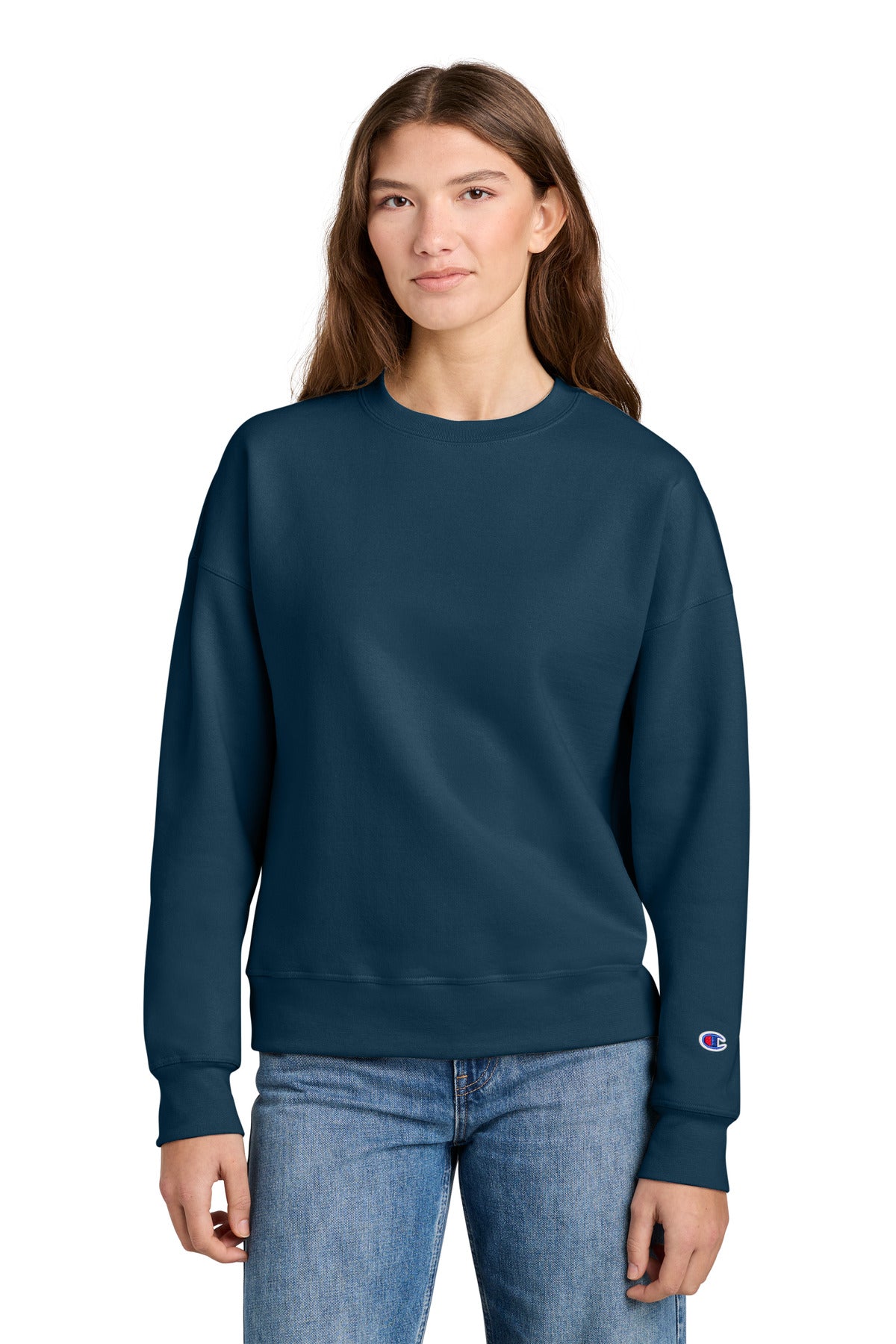 Champion Women's Powerblend Crewneck Sweatshirt SL650 in Late Night Blue