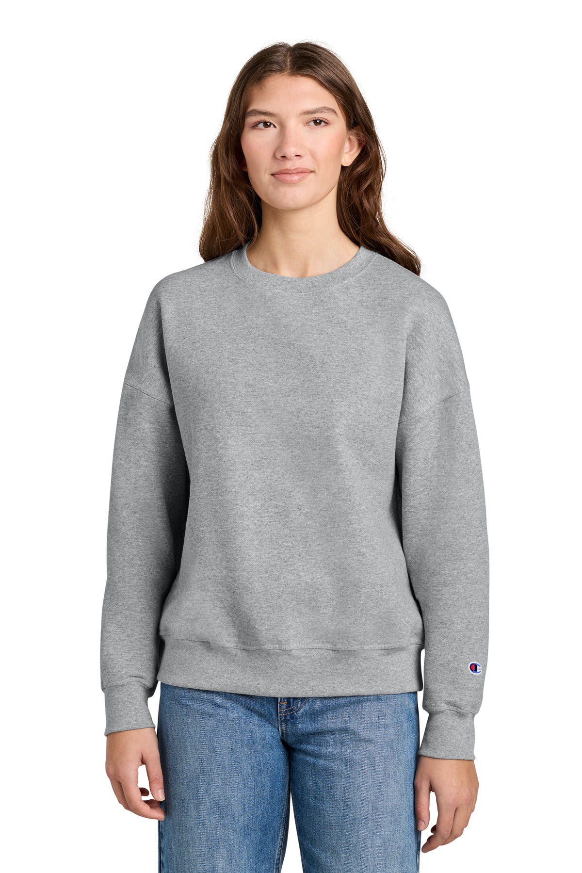 Champion Women's Powerblend Crewneck Sweatshirt SL650 in Light Steel