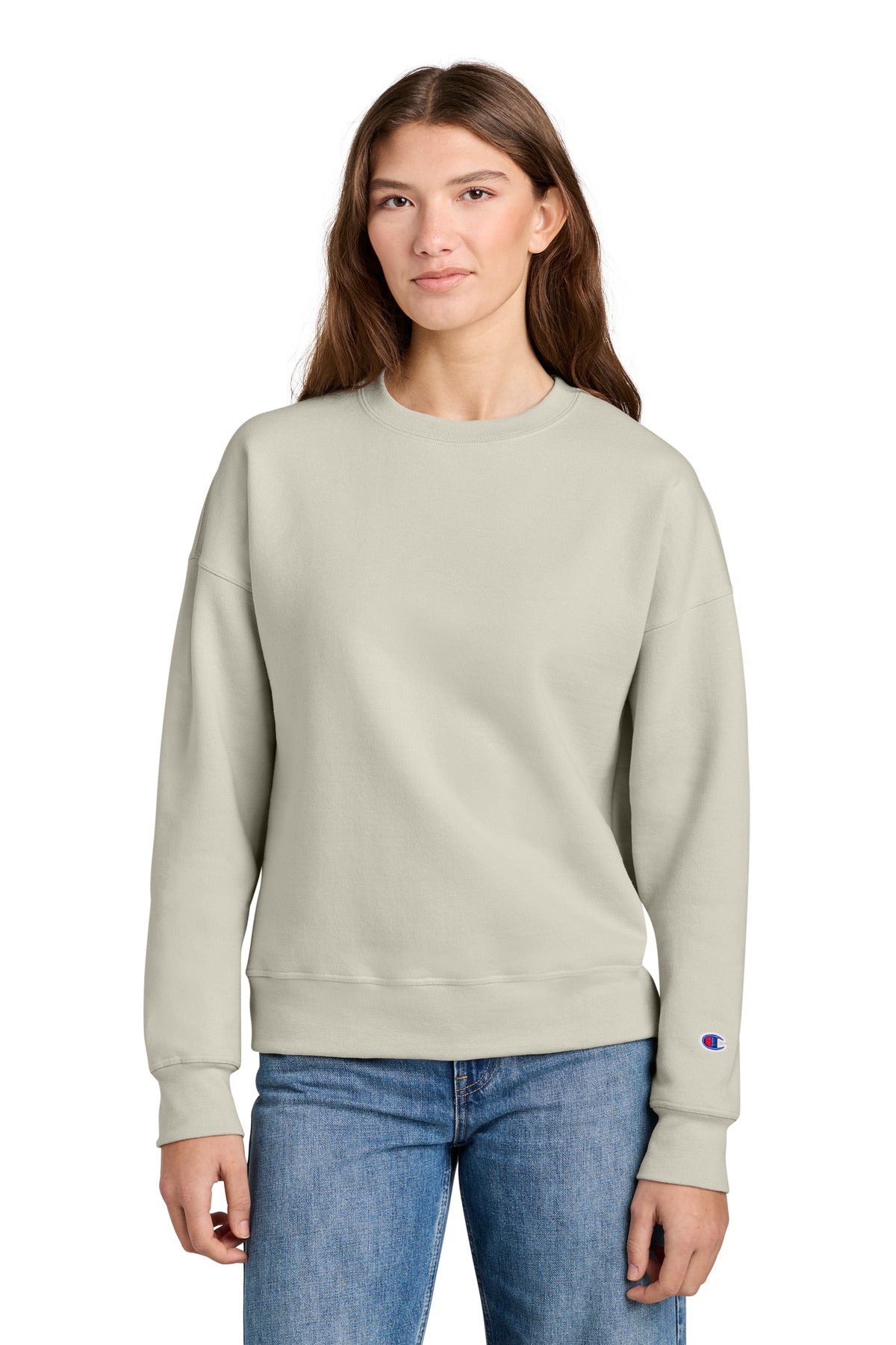 Champion Women's Powerblend Crewneck Sweatshirt SL650 in Sand