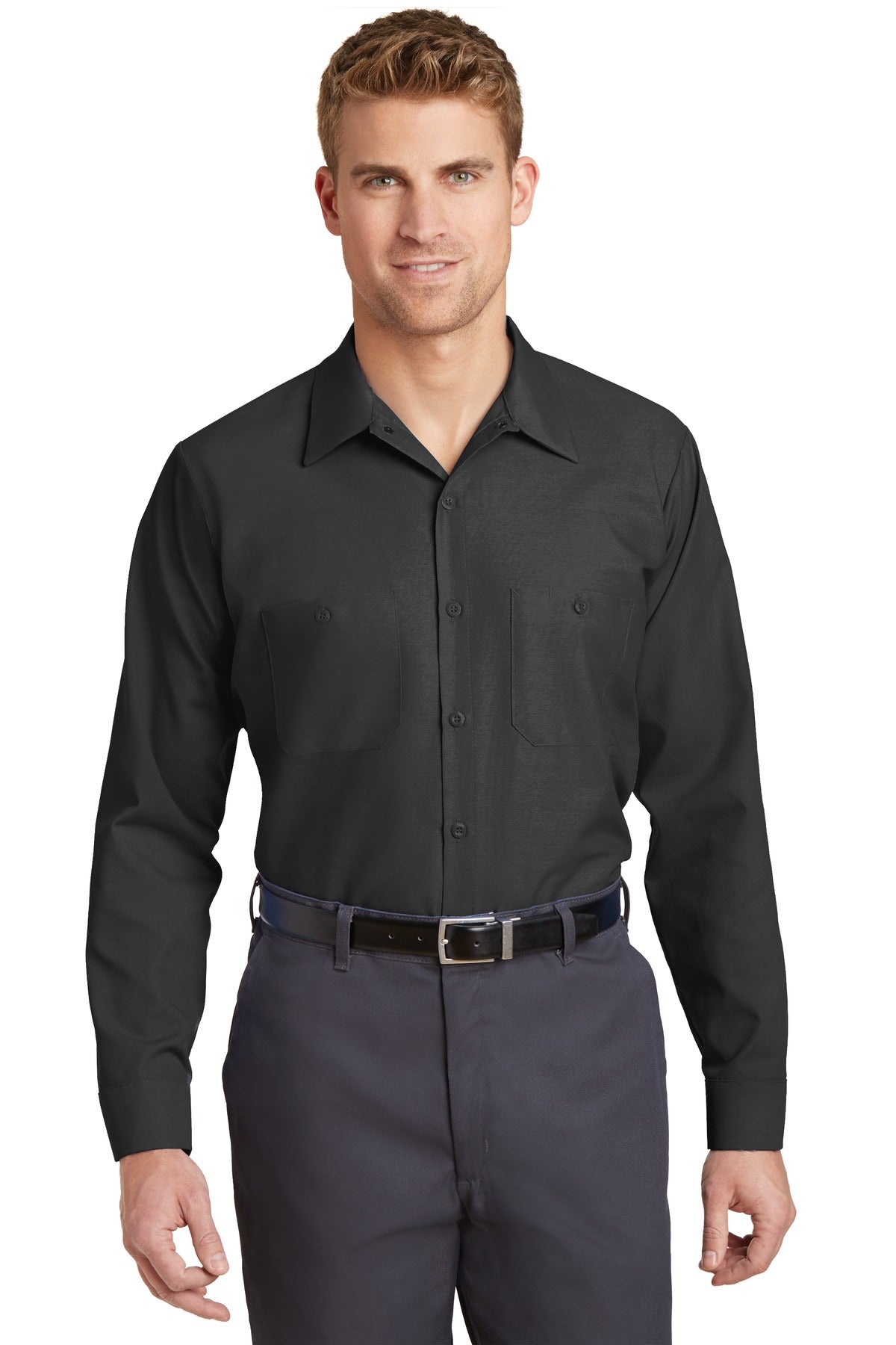 Red Kap Long Size  Long Sleeve Industrial Work Shirt. SP14LONG in Charcoal