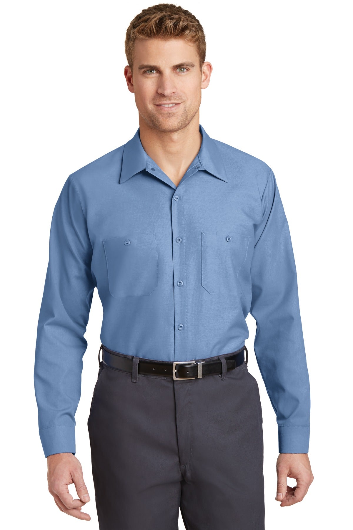 Red Kap Long Size  Long Sleeve Industrial Work Shirt. SP14LONG in Petrol Blue