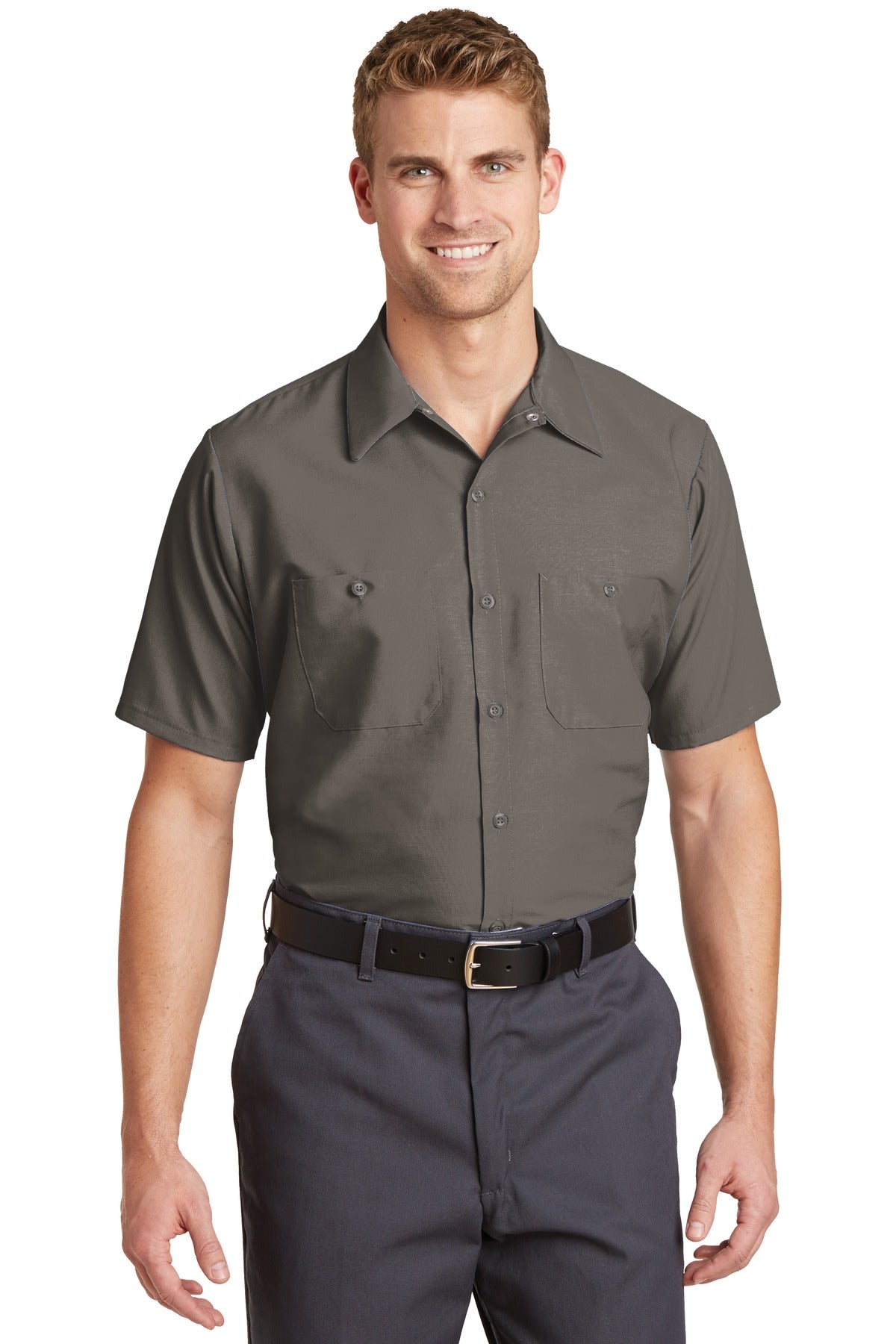 Red Kap Long Size  Short Sleeve Industrial Work Shirt. SP24LONG in Grey