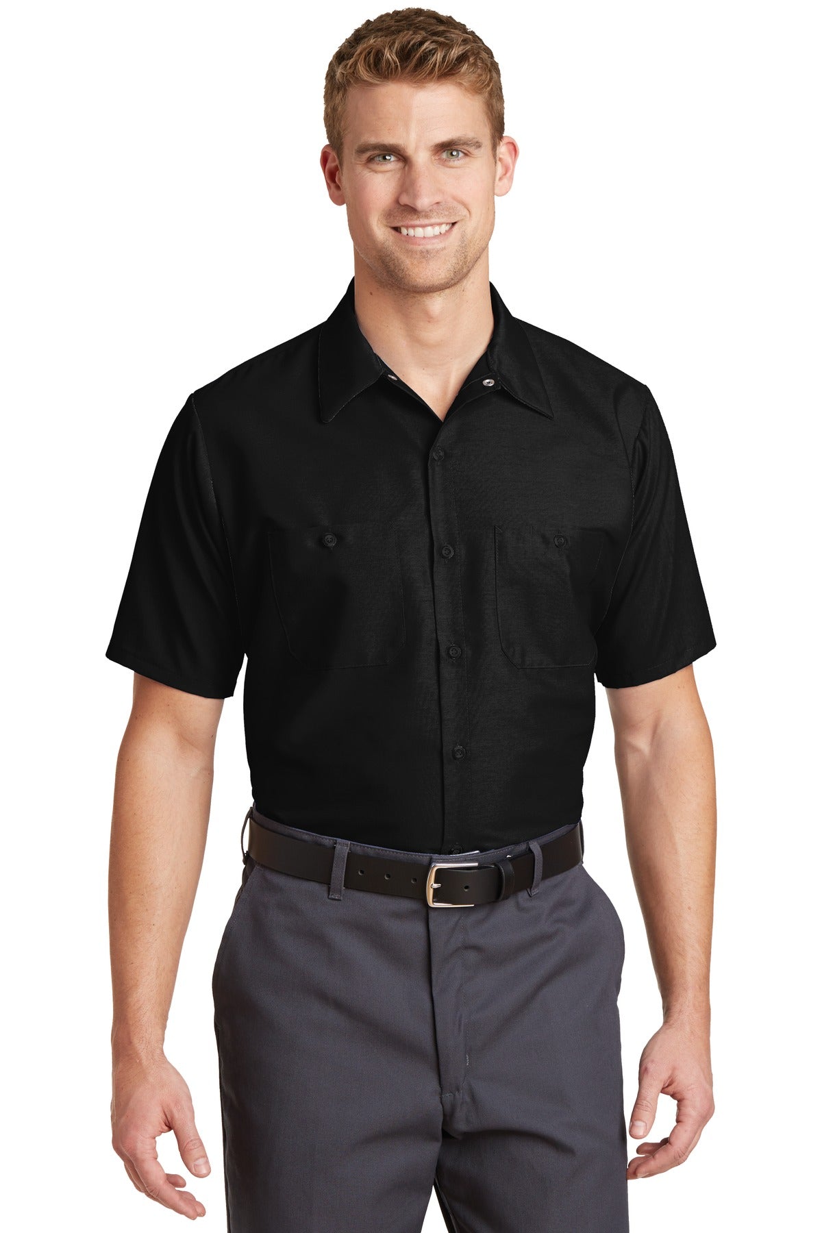 Red Kap Short Sleeve Industrial Work Shirt.  SP24 in Black