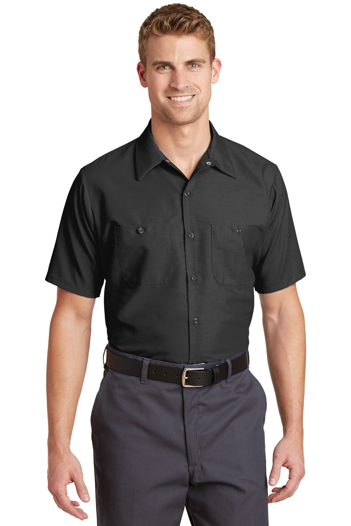 Red Kap Short Sleeve Industrial Work Shirt.  SP24 in Charcoal