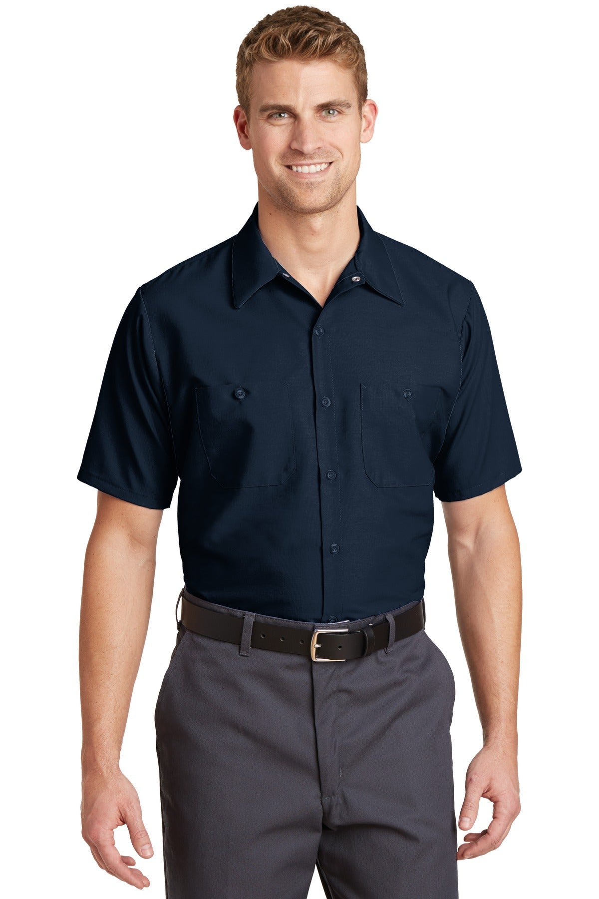 Red Kap Short Sleeve Industrial Work Shirt.  SP24 in Navy