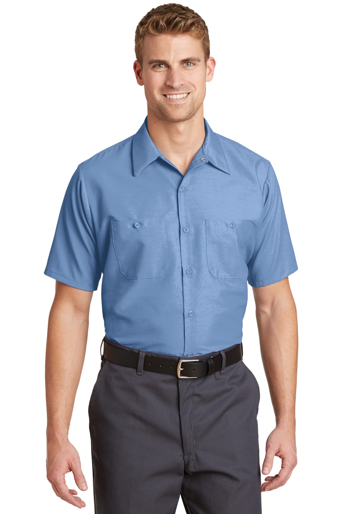 Red Kap Short Sleeve Industrial Work Shirt.  SP24 in Petrol Blue