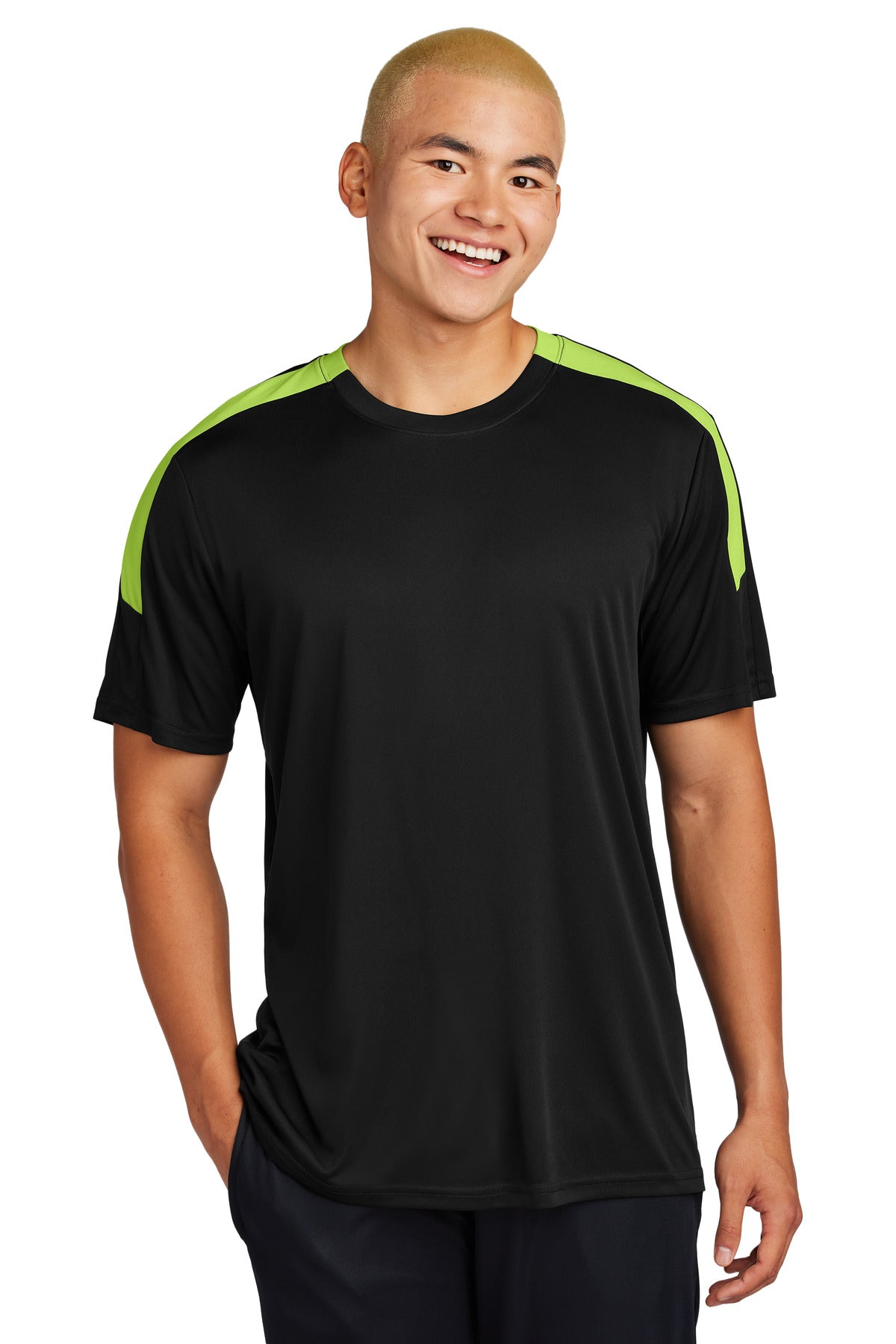 Sport-Tek Competitor United Crew ST100 in Black/ Lime Shock