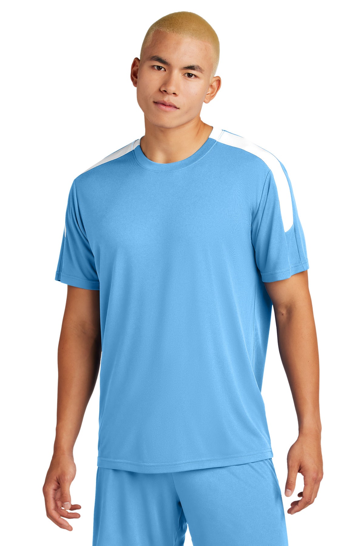 Sport-Tek Competitor United Crew ST100 in Carolina Blue/ White