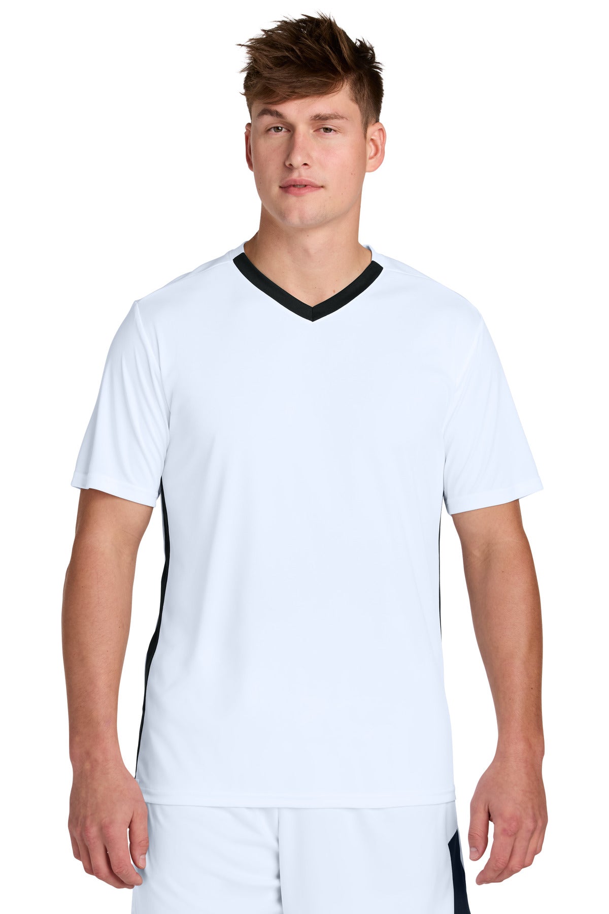 Sport-Tek Competitor United V-Neck ST101 in White/ Black