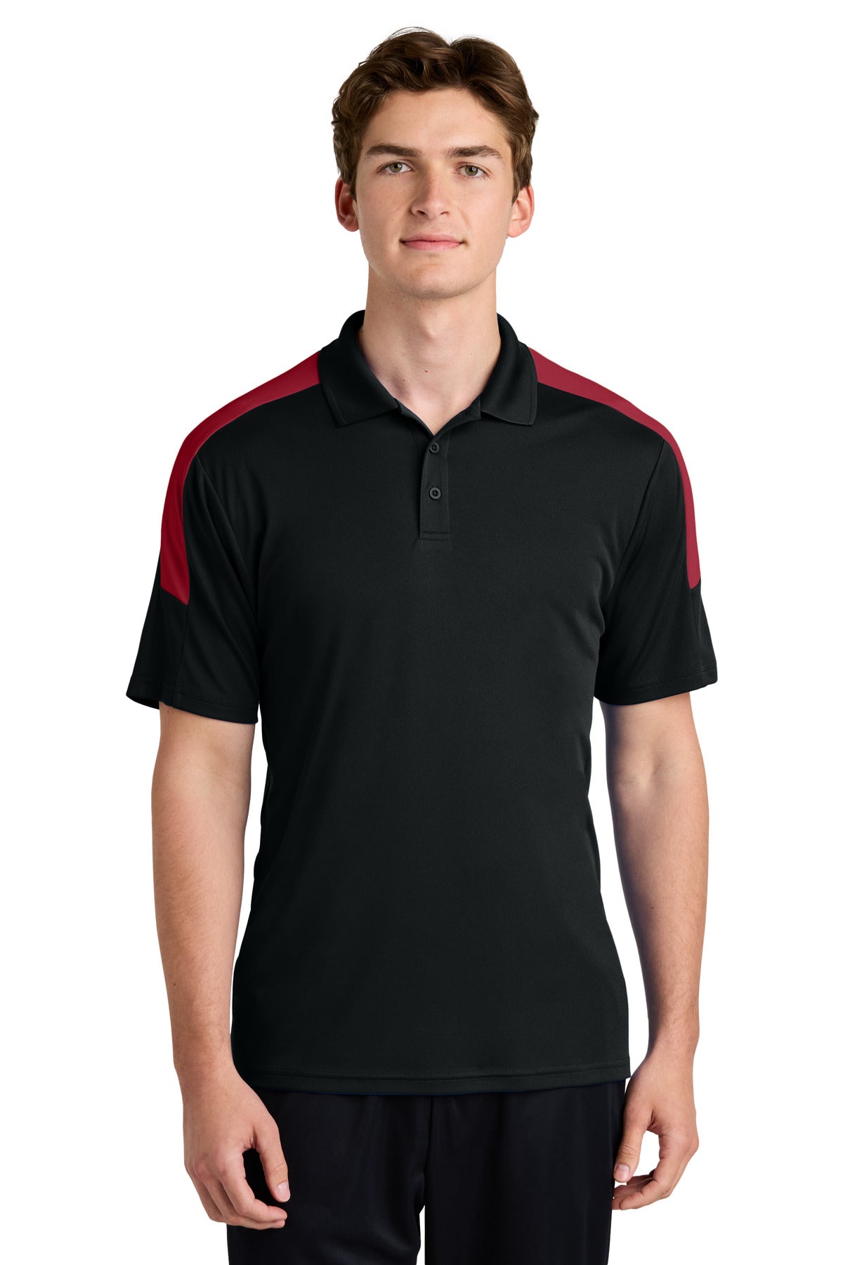 Sport-Tek Competitor United Polo ST104 in Black/ Deep Red