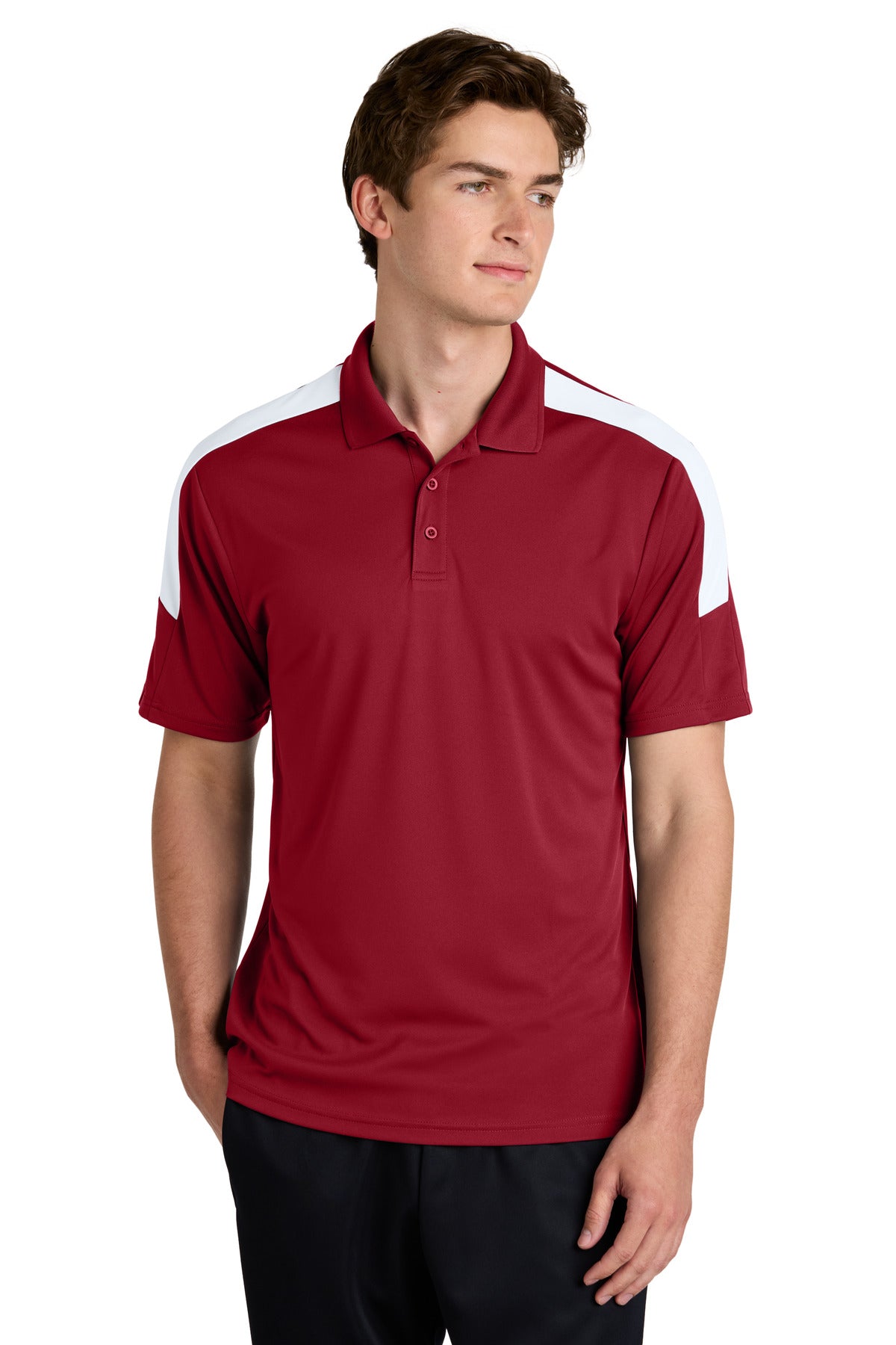 Sport-Tek Competitor United Polo ST104 in Deep Red/ White