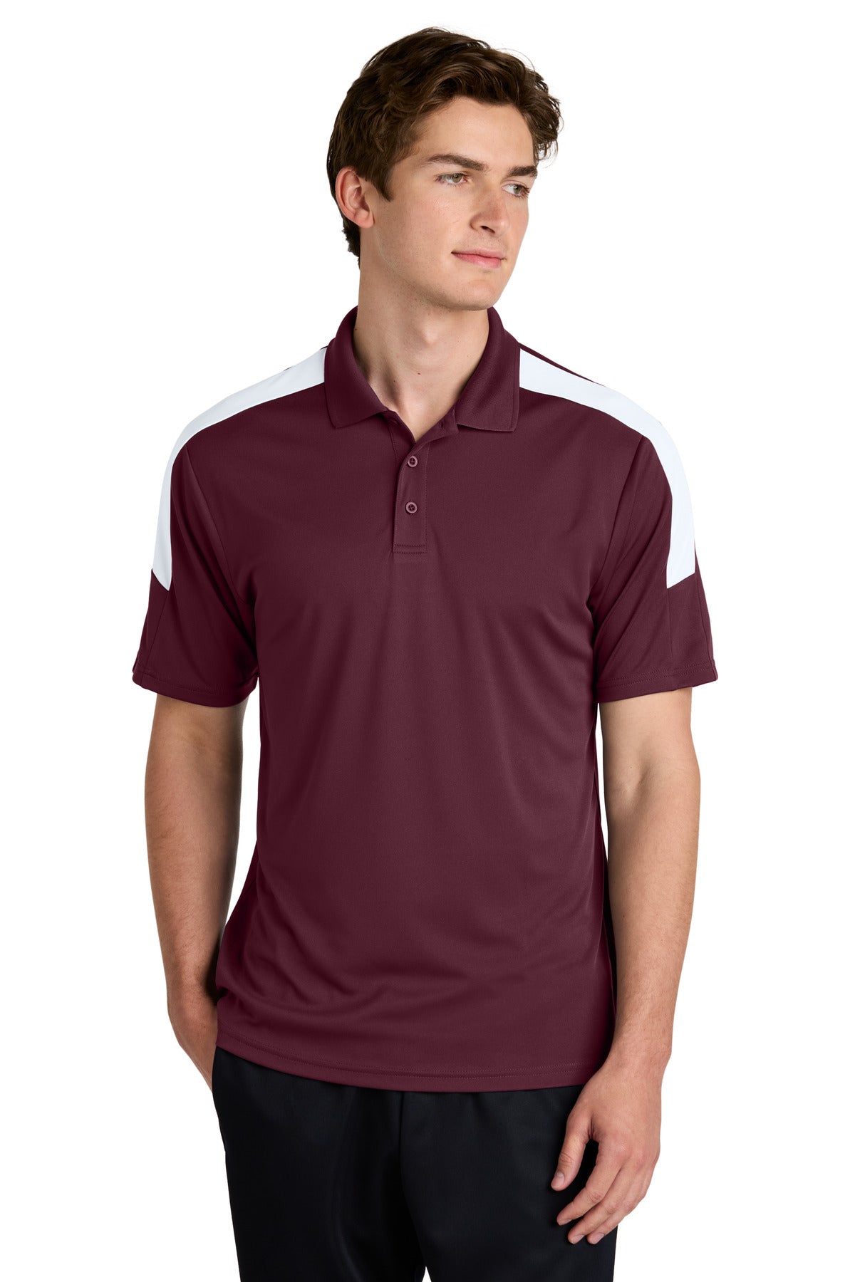 Sport-Tek Competitor United Polo ST104 in Maroon/ White