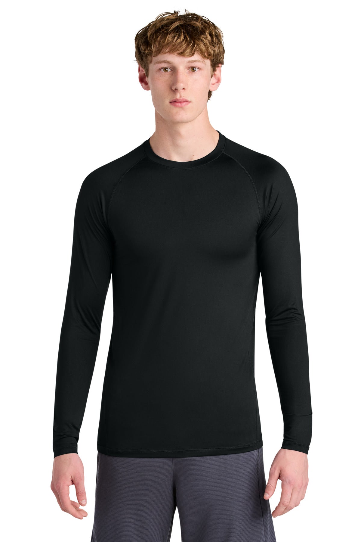 Sport-Tek PosiCharge Compression Long Sleeve Tee ST120LS in Black