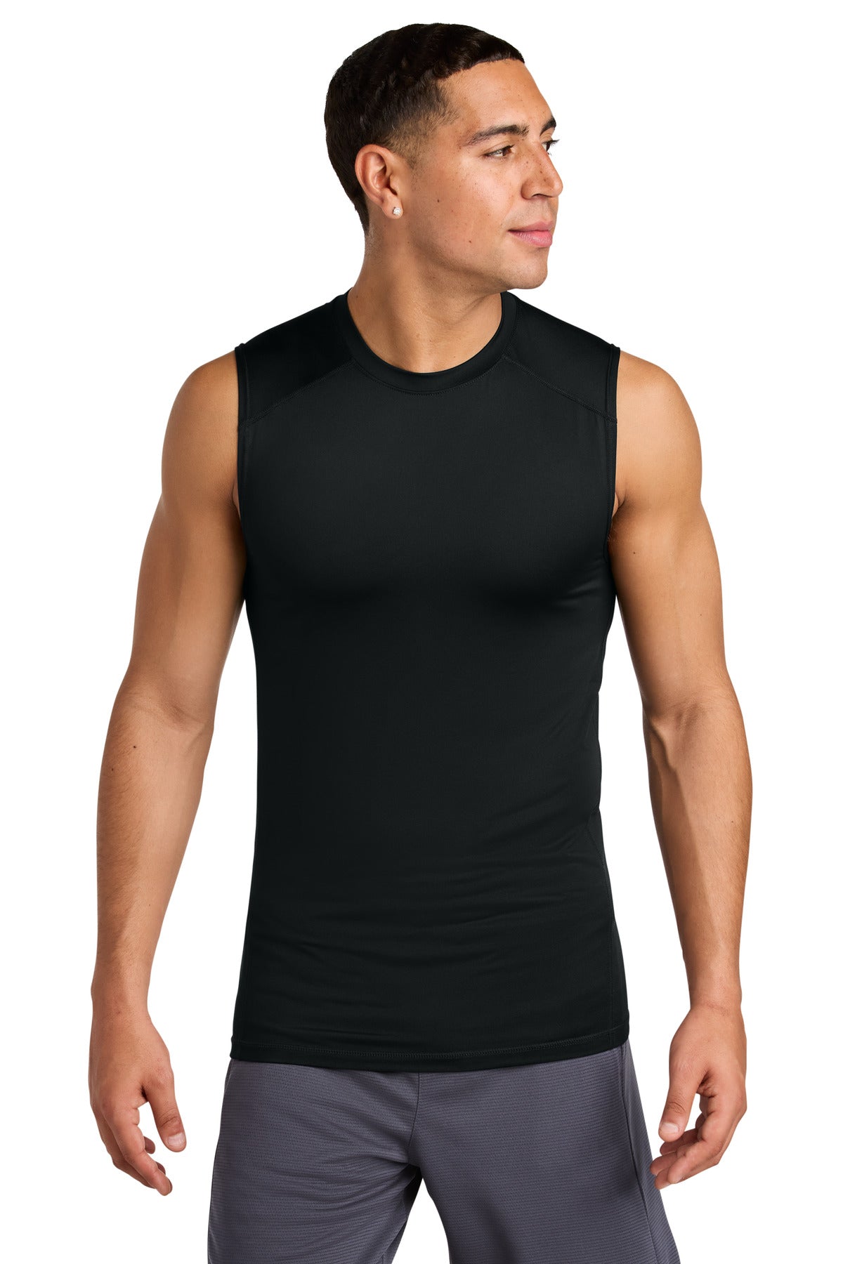 Sport-Tek PosiCharge Compression Sleeveless Tee ST121SL in Black