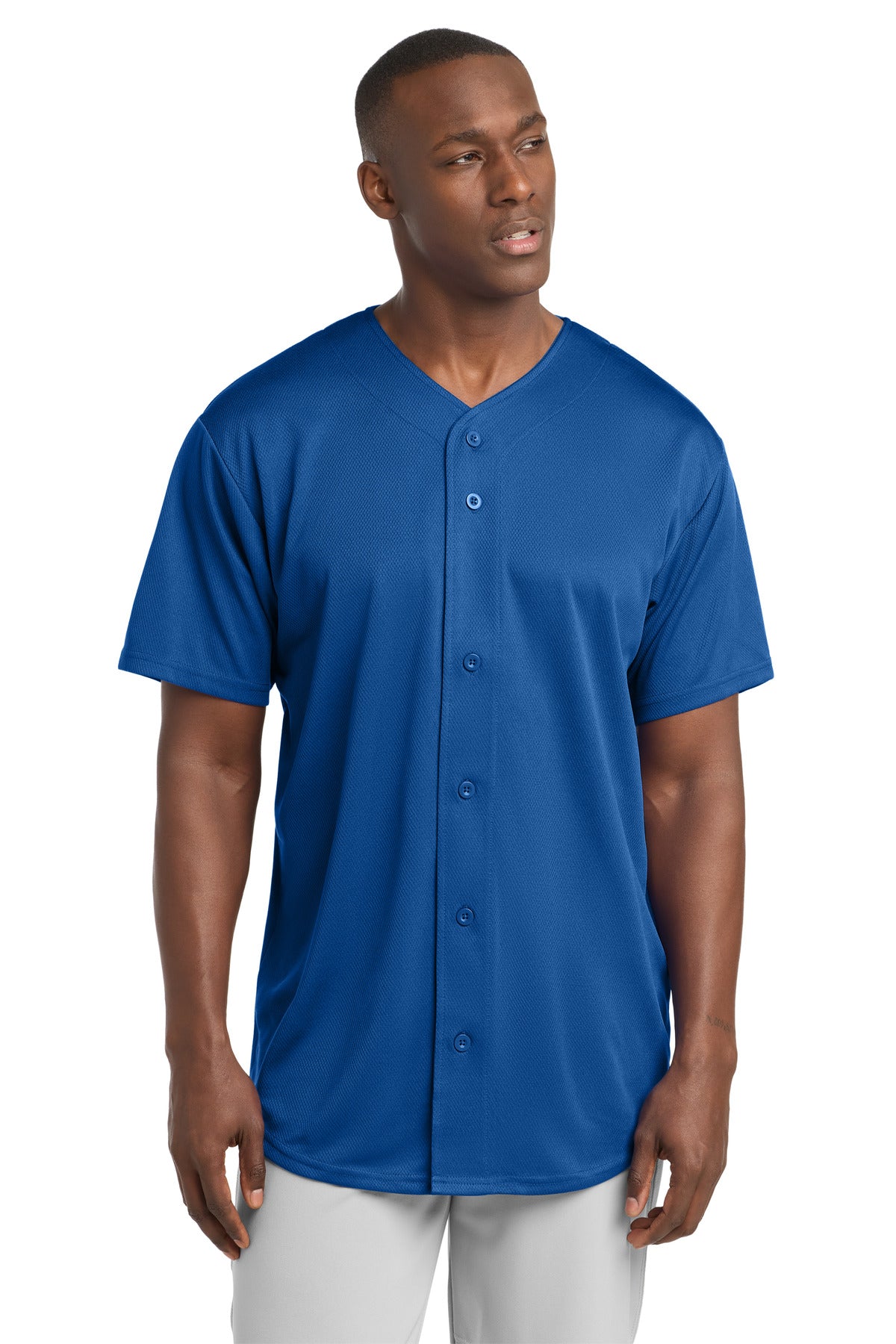Sport-Tek PosiCharge Tough Mesh Full-Button Jersey. ST220 in True Royal