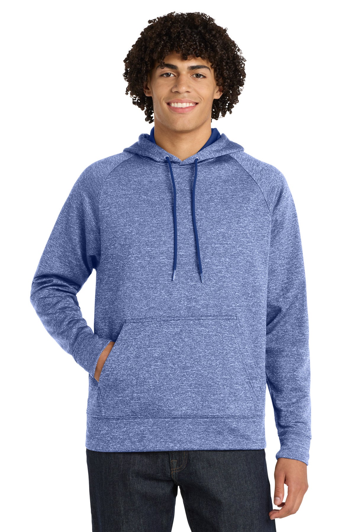 Sport-Tek PosiCharge Electric Heather Fleece Hooded Pullover. ST225 in True Royal Electric