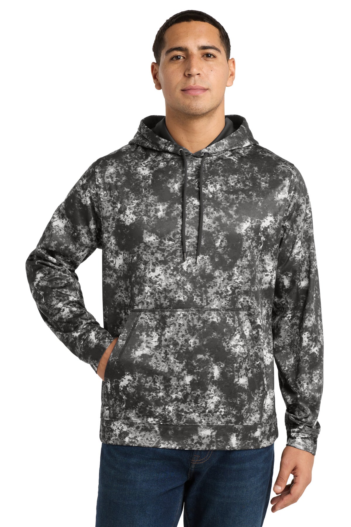 Sport-Tek Sport-Wick Mineral Freeze Fleece Hooded Pullover. ST230 in Black