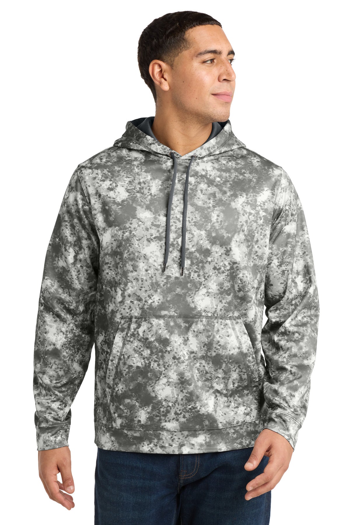 Sport-Tek Sport-Wick Mineral Freeze Fleece Hooded Pullover. ST230 in Dark Smoke Grey