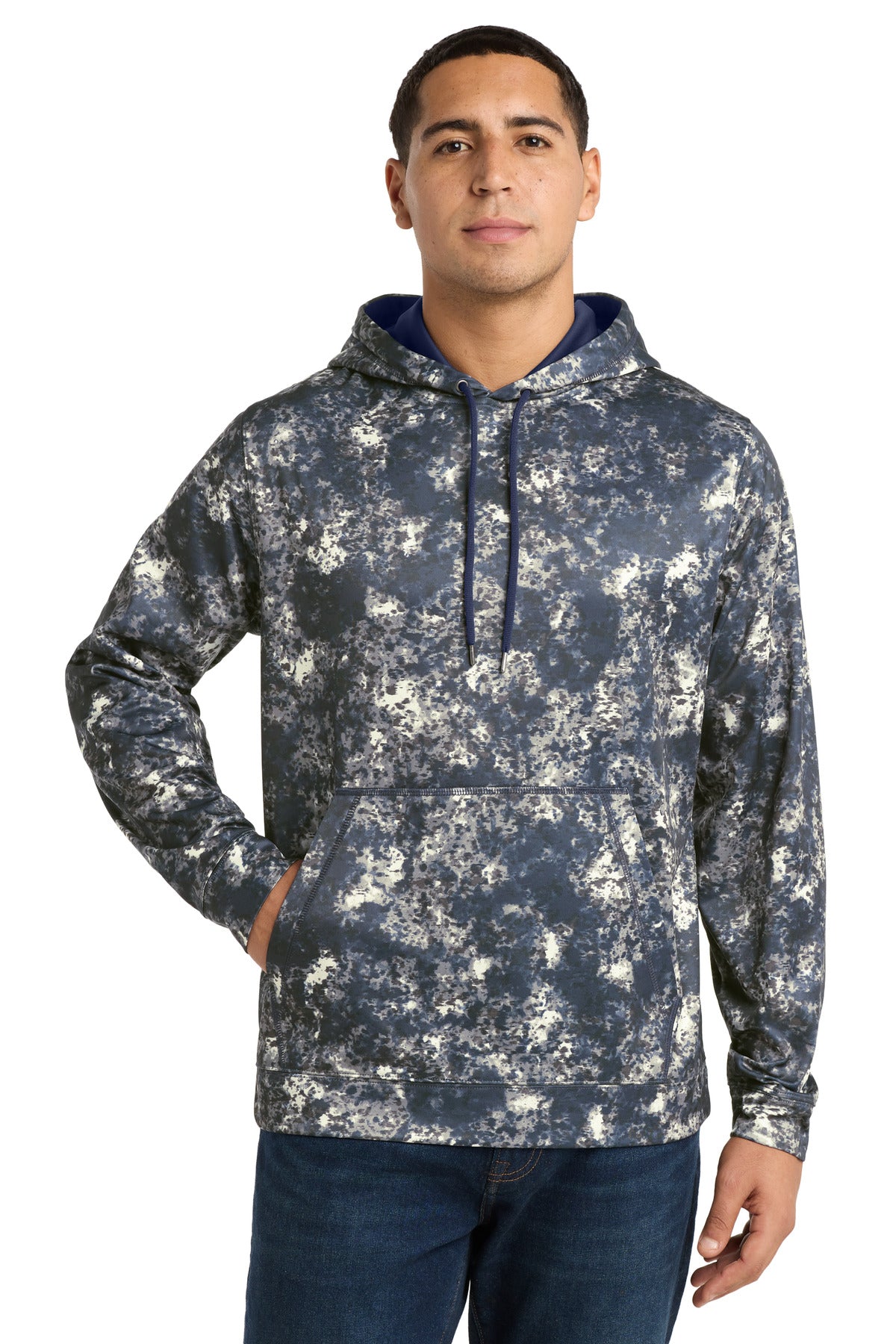 Sport-Tek Sport-Wick Mineral Freeze Fleece Hooded Pullover. ST230 in True Navy