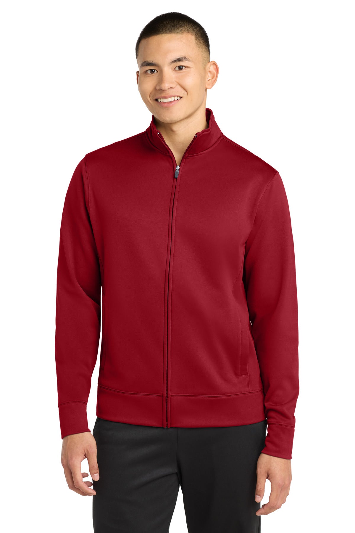 Sport-Tek Sport-Wick Fleece Full-Zip Jacket.  ST241 in Deep Red
