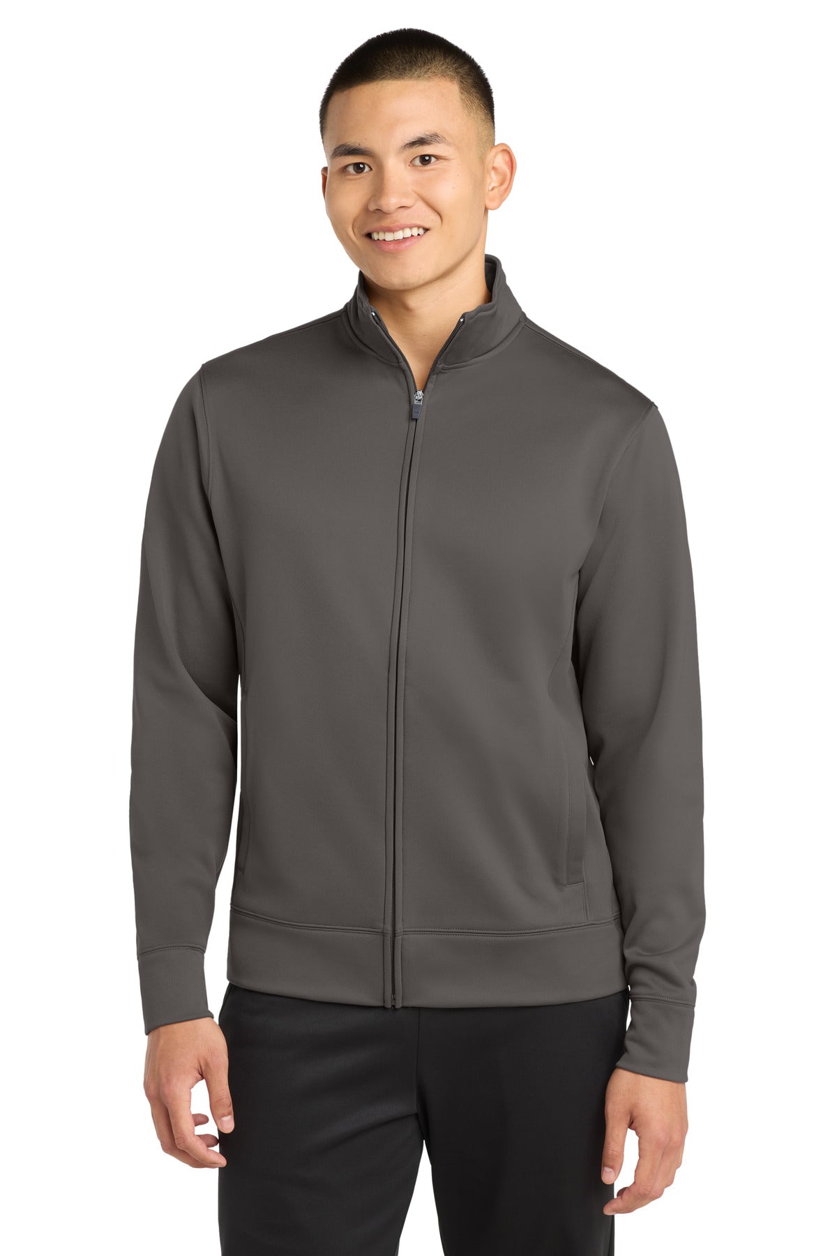 Sport-Tek Sport-Wick Fleece Full-Zip Jacket.  ST241 in Iron Grey