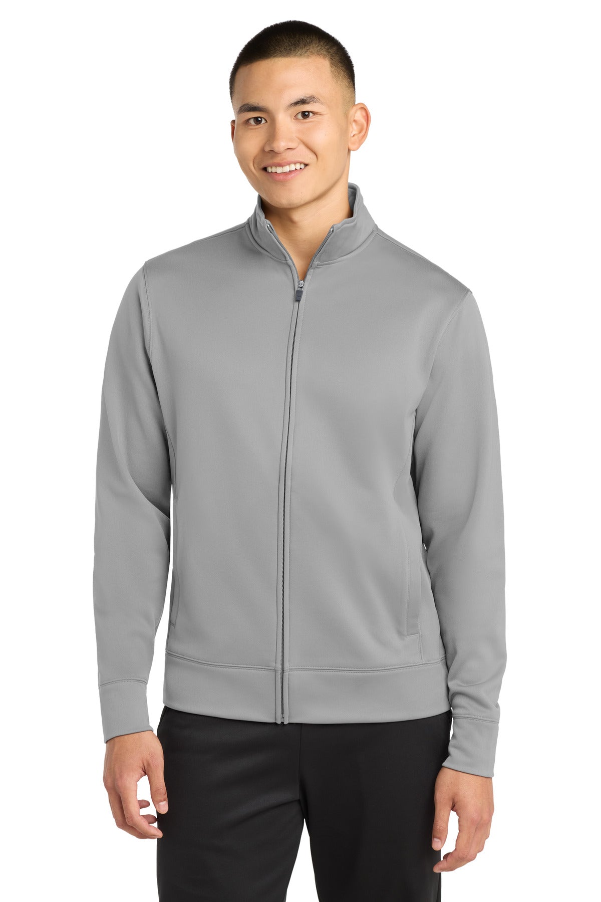 Sport-Tek Sport-Wick Fleece Full-Zip Jacket.  ST241 in Silver