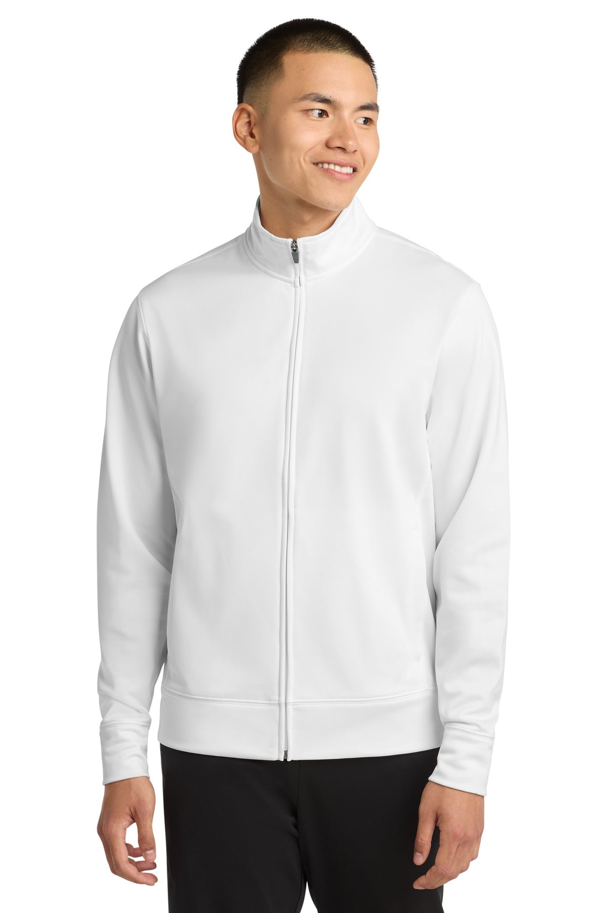 Sport-Tek Sport-Wick Fleece Full-Zip Jacket.  ST241 in White