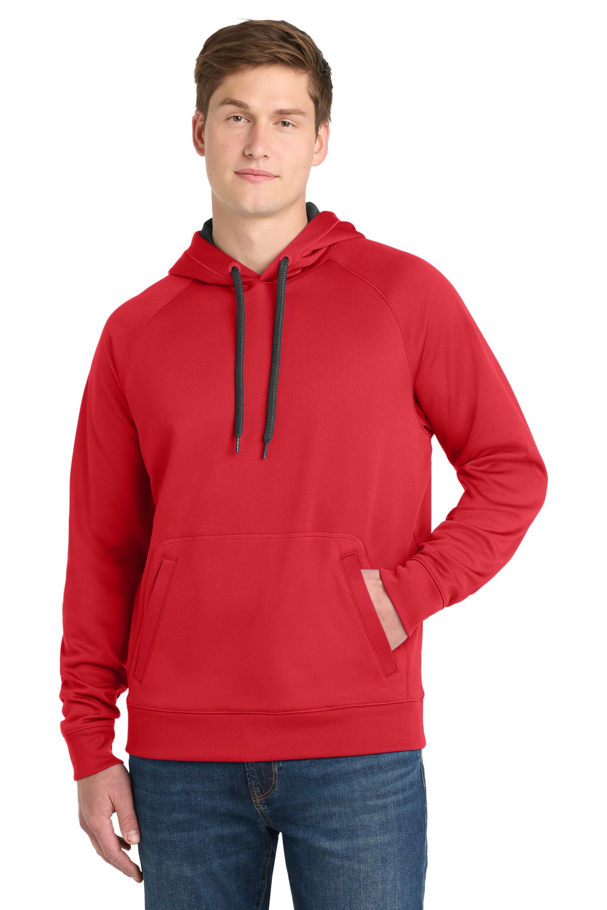 Sport-Tek Tech Fleece Hooded Sweatshirt. ST250 in True Red