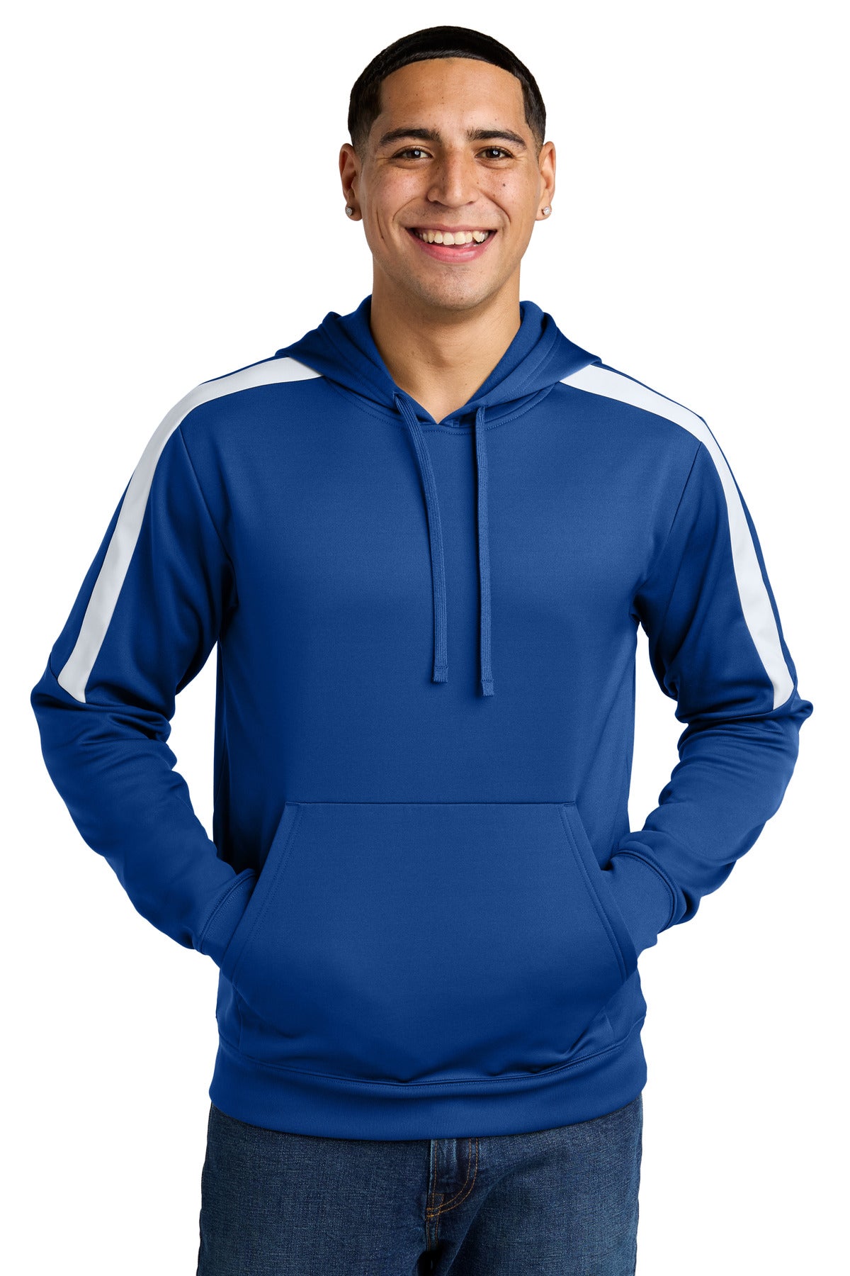 Sport-Tek Sport-Wick Fleece United Pullover Hoodie ST255 in True Royal/ White