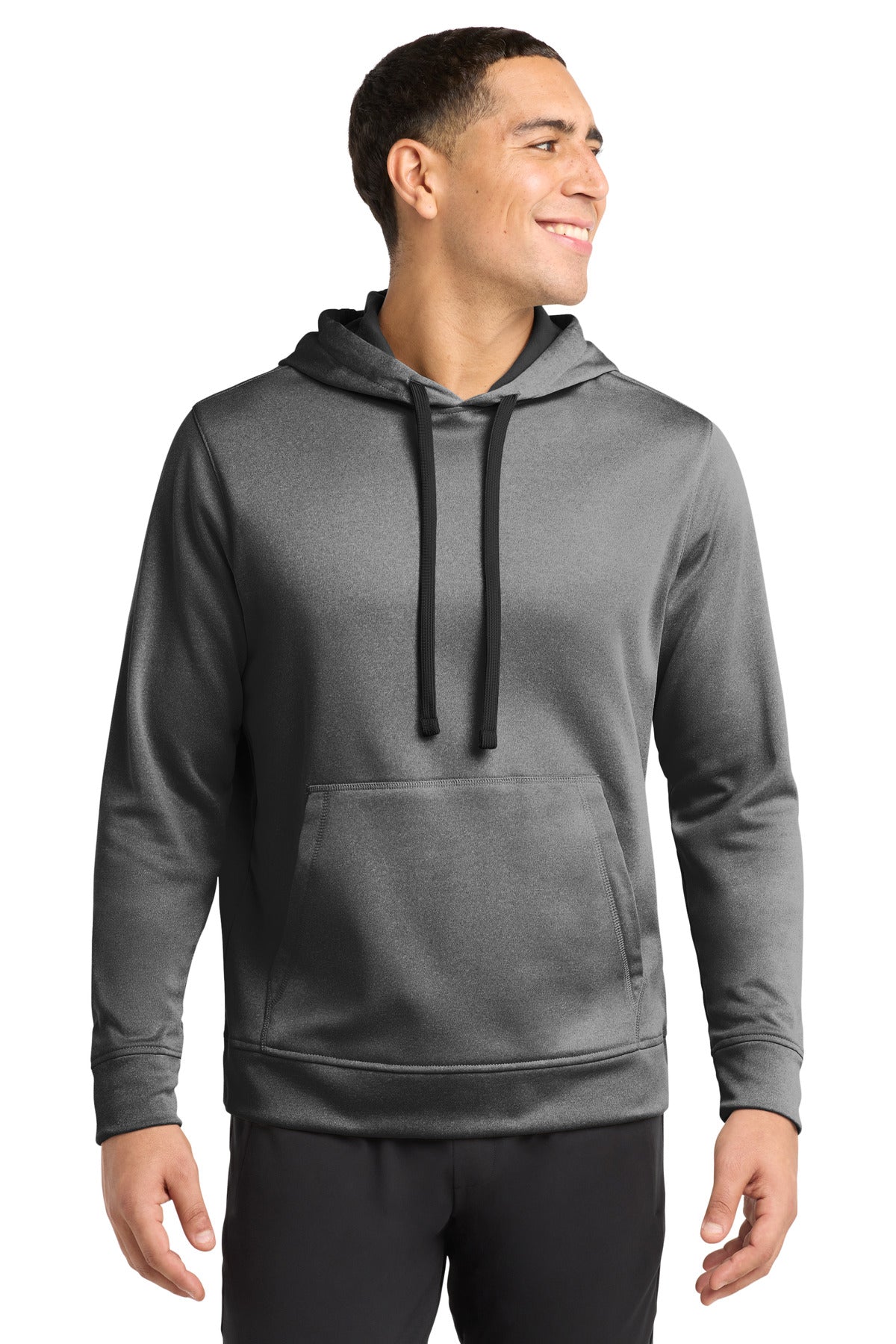 Sport-Tek  PosiCharge  Sport-Wick  Heather Fleece Hooded Pullover. ST264 in Black Heather