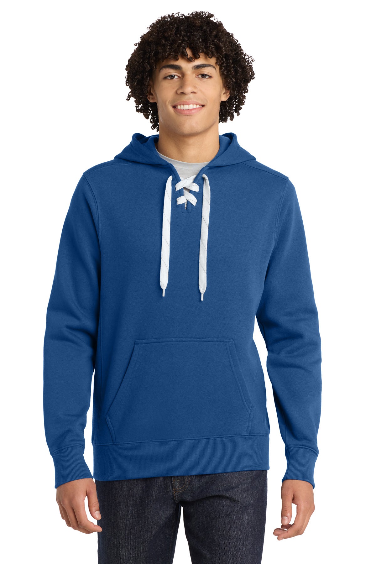 Sport-Tek Lace Up Pullover Hooded Sweatshirt. ST271 in True Royal