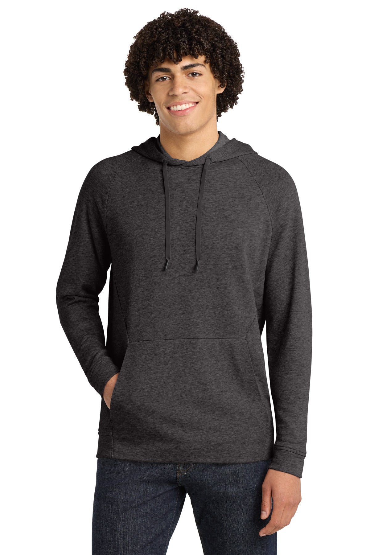 Sport-Tek  Lightweight French Terry Pullover Hoodie. ST272 in Heather Black