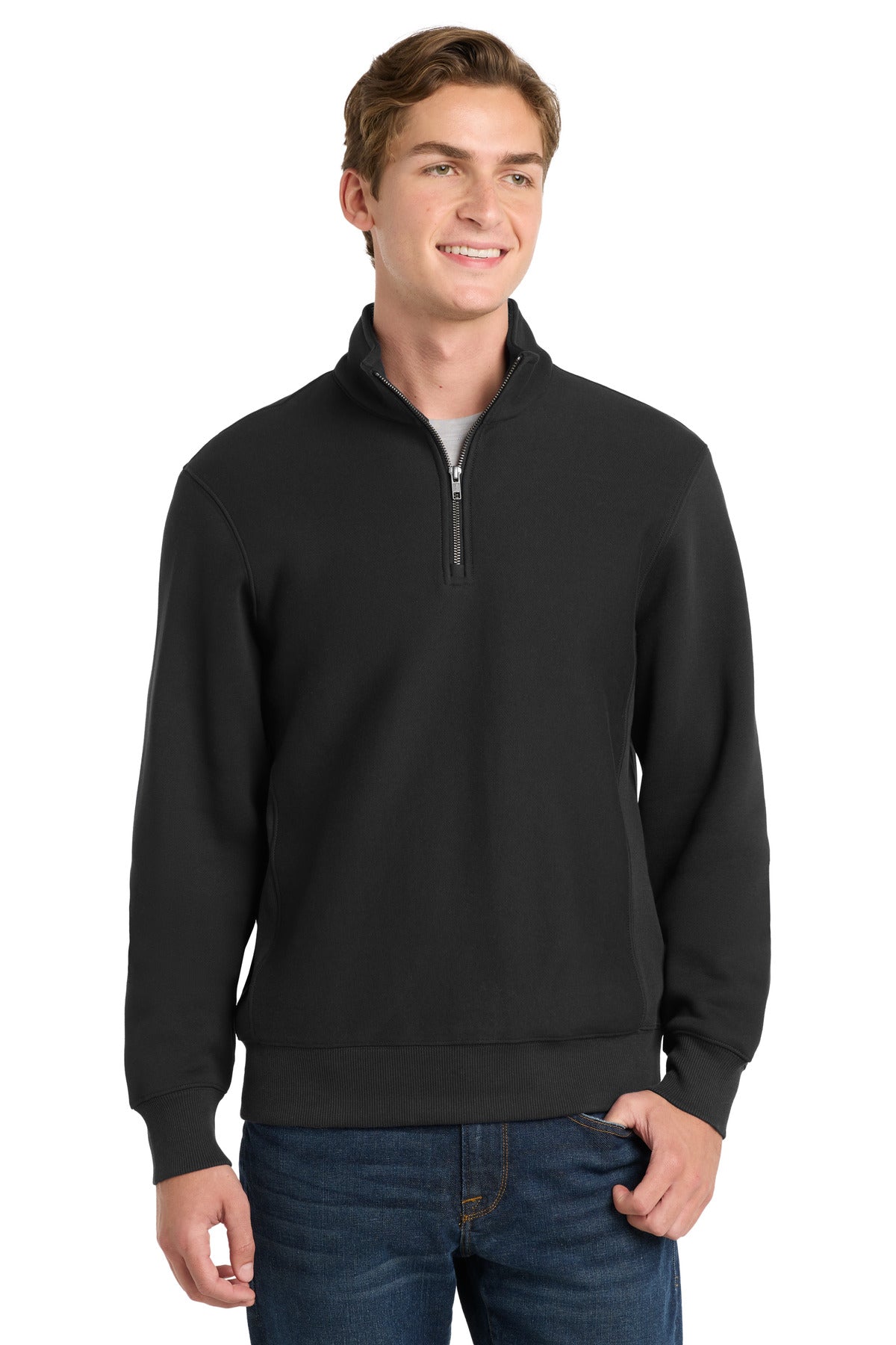 Sport-Tek Super Heavyweight 1/4-Zip Pullover Sweatshirt. ST283 in Black