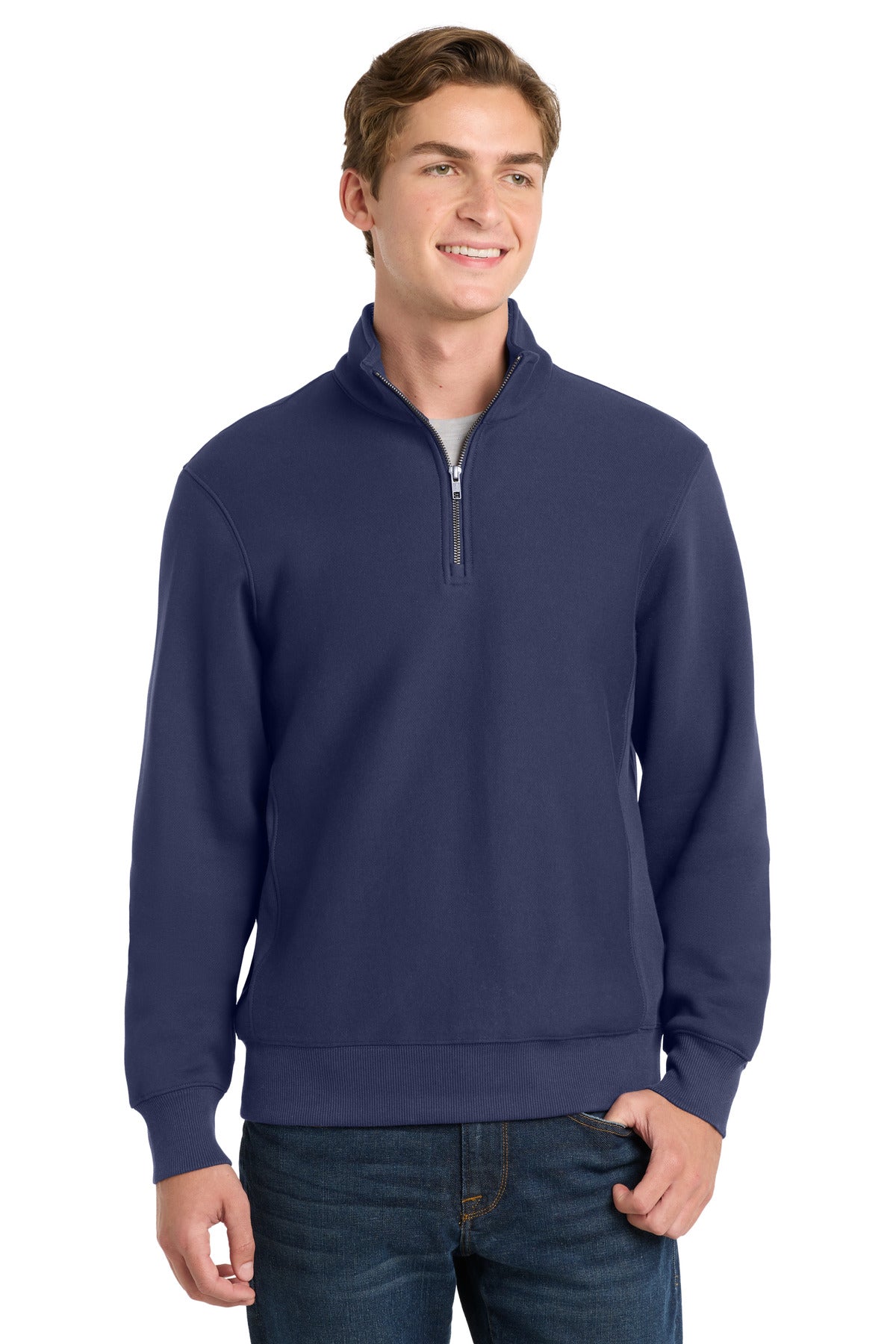 Sport-Tek Super Heavyweight 1/4-Zip Pullover Sweatshirt. ST283 in True Navy